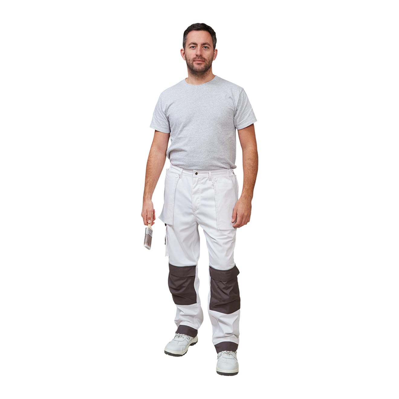 Detalle 2 de ProDec Advance Pantalon de Peintre pour Hommes – Salopette Blanche résistante aux taches, multi-poches