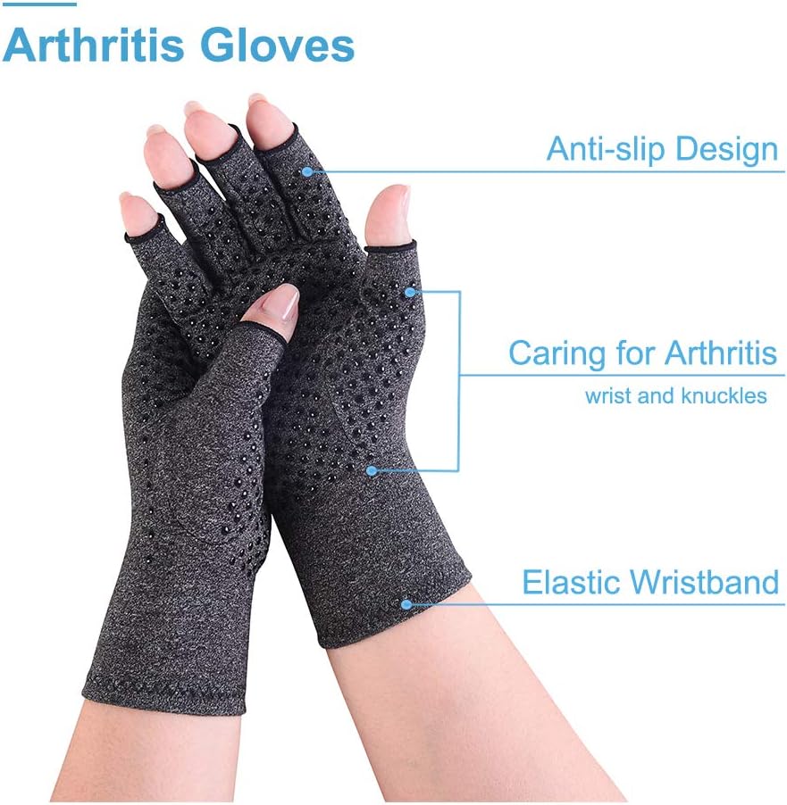 Thumbnail 1 de Donfri lot de 2 paires de gants de compression pour arthrite (mitaines) taille S noir