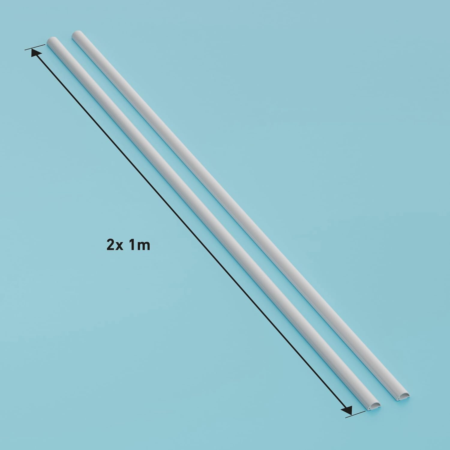 Detalle 2 de D-Line Goulotte passe-câbles 20x10 mm, pack 2 m (2x1 m) profil demi-rond auto-adhésif, blanc