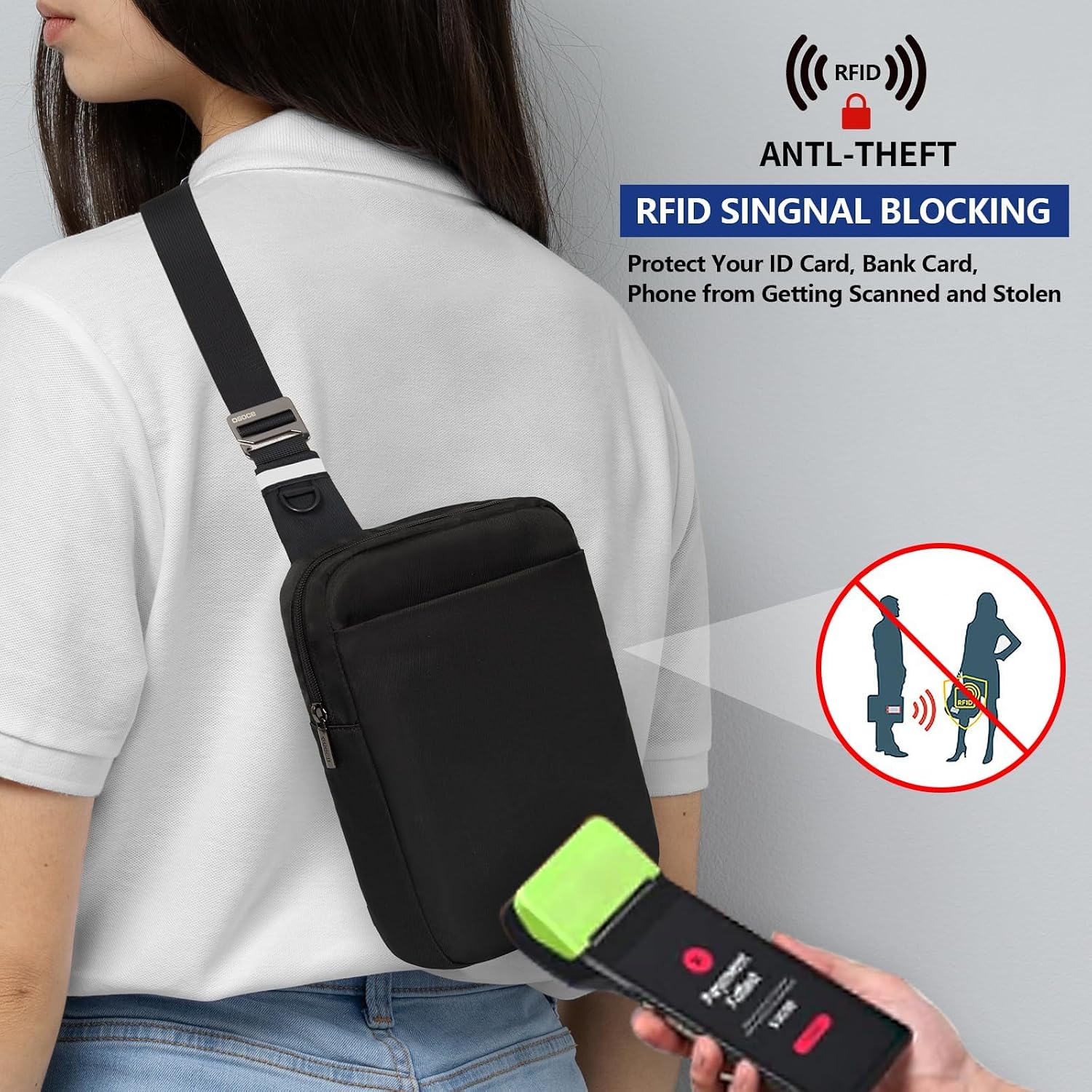 Detalle 2 de OSOCE Umhängetasche Sac bandoulière RFID 70–130 cm