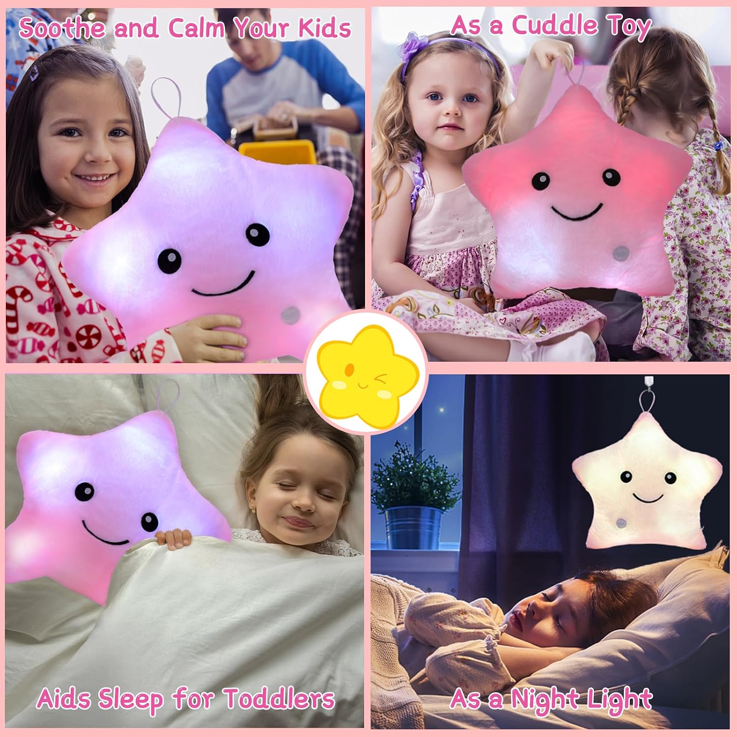 Detalle 2 de NYOBABE Light Up Star Teddy sensory toy for autism & sleep calming (Pink)