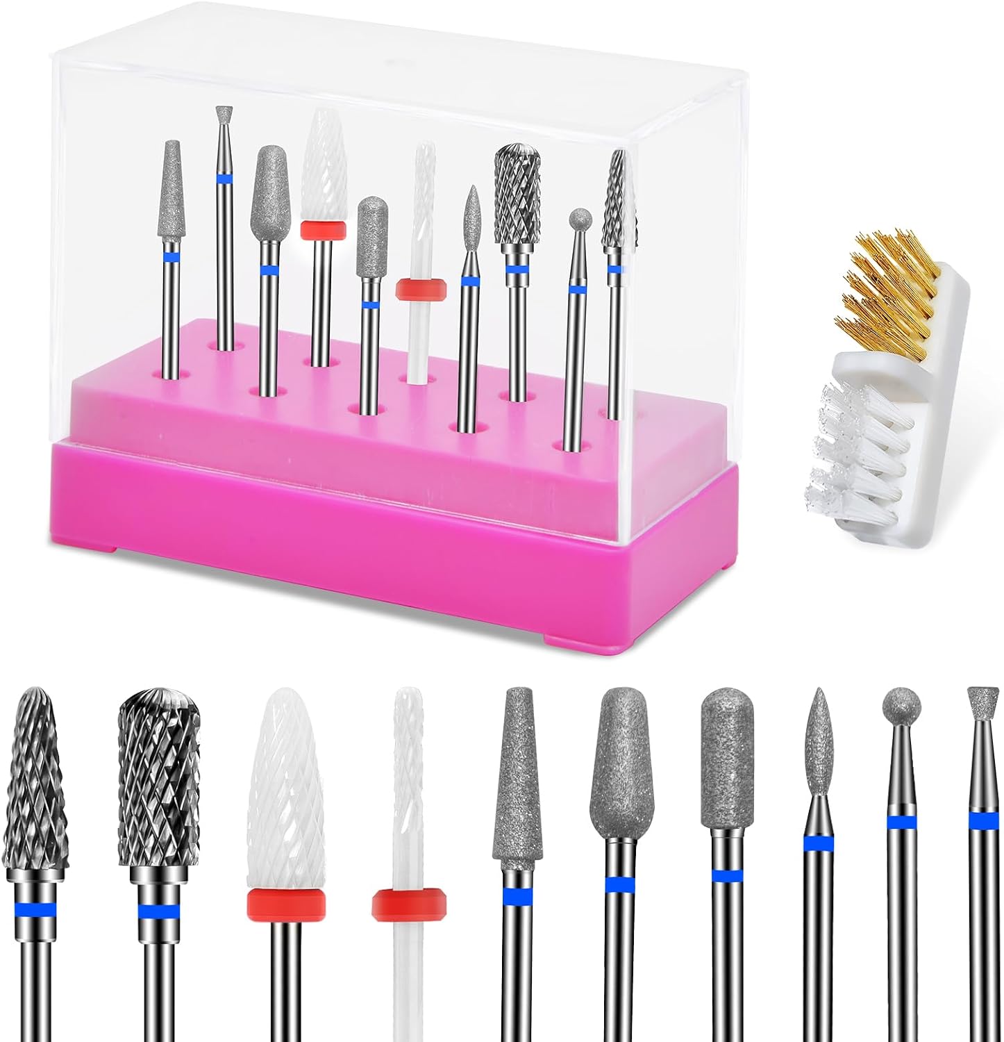 Detalle 2 de CGBE 10 Punte Fresa Unghie 3/32 Pollici: Set professionale per rimozione gel e cura cuticole