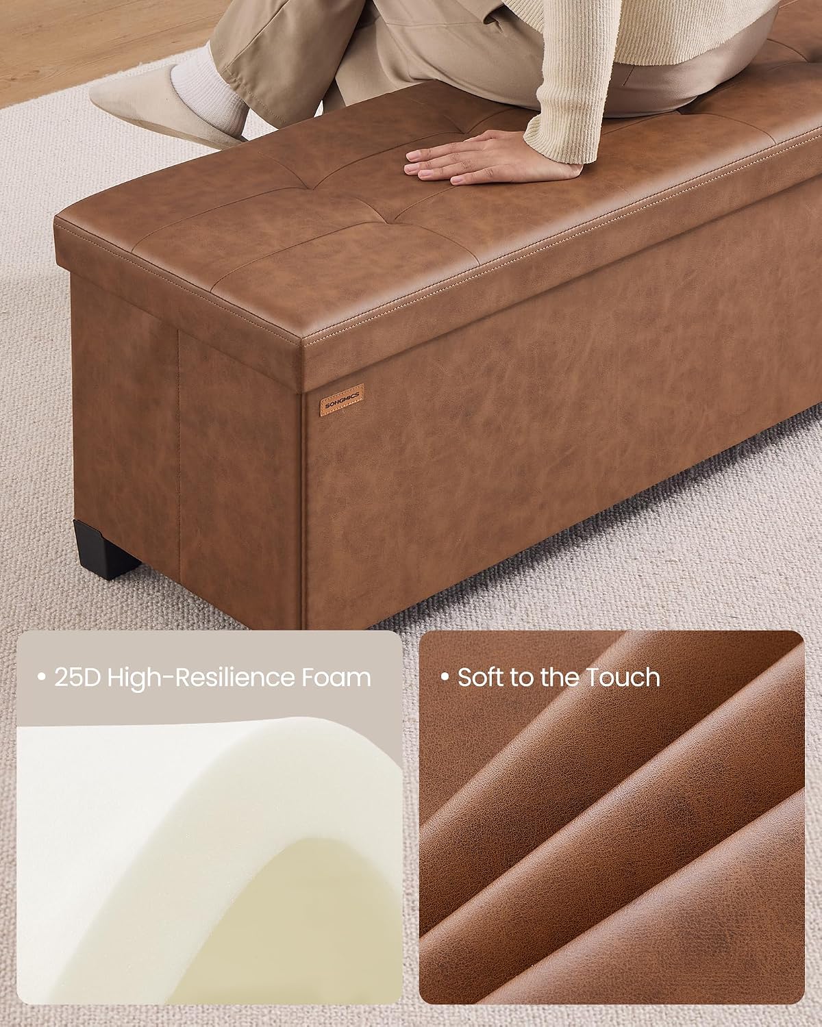 Thumbnail 6 de SONGMICS Storage Ottoman Bench, PU Leather