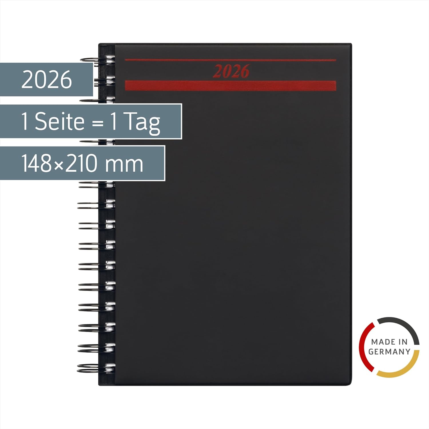Detalle 2 de rido/idé Buchkalender Mod. Timing 1 2026 (A5) – schwarz