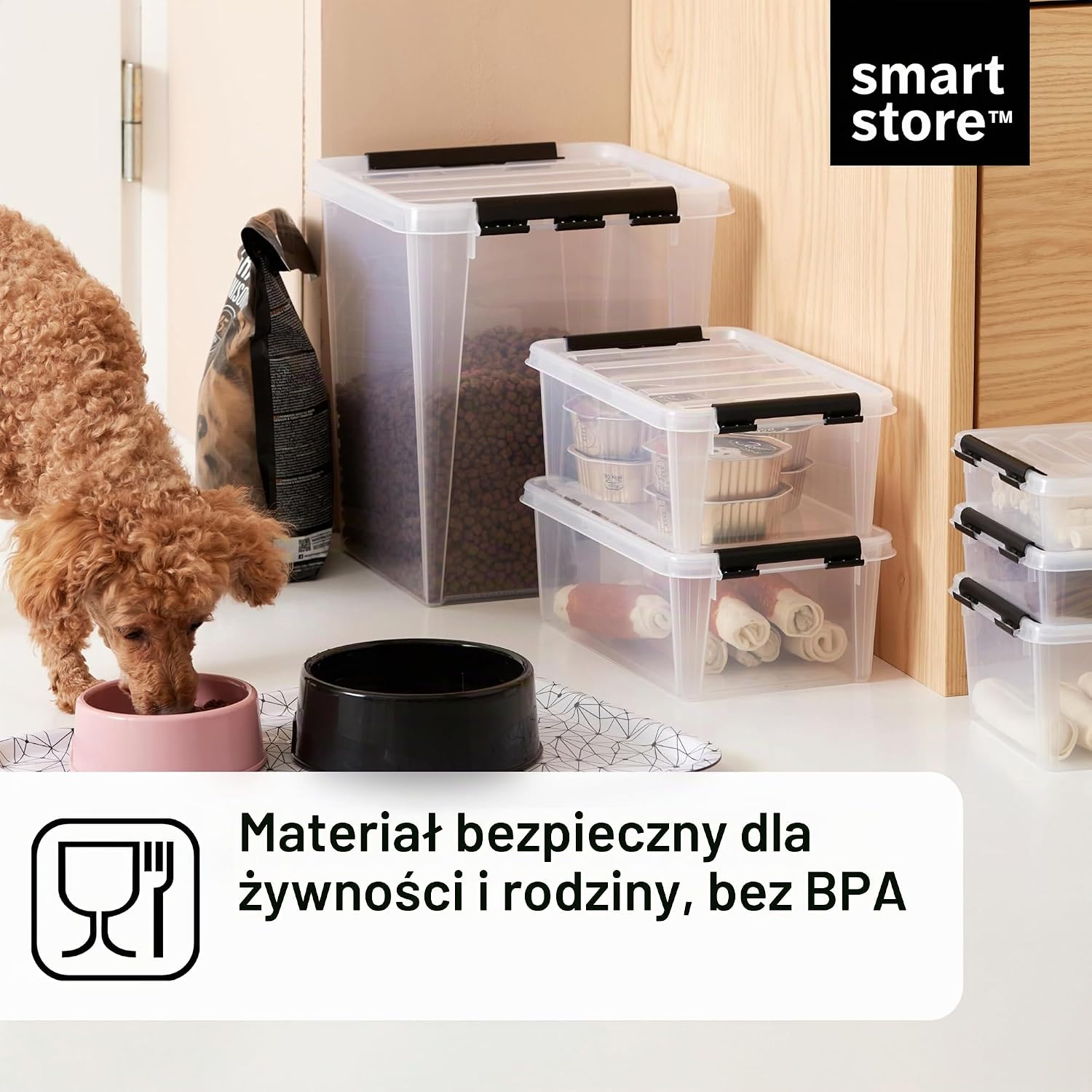 Detalle de SmartStore pojemniki do przechowywania 14 l, 4 sztuki, przezroczyste, z pokrywkami na klips