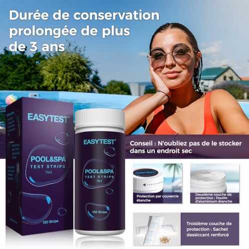 Thumbnail 4 de EASYTEST 7 en 1 – Testeur pour Eau de Piscine et Spa, 150 bandes