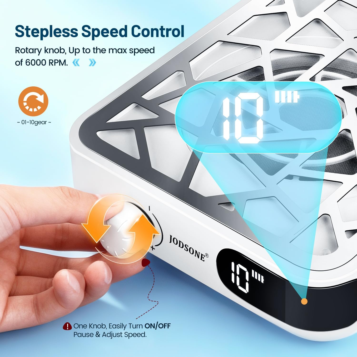 Thumbnail 3 de JODSONE Aspirapolvere mini per polvere da unghie ricaricabile (6000 RPM), 10 velocità e 30 filtri