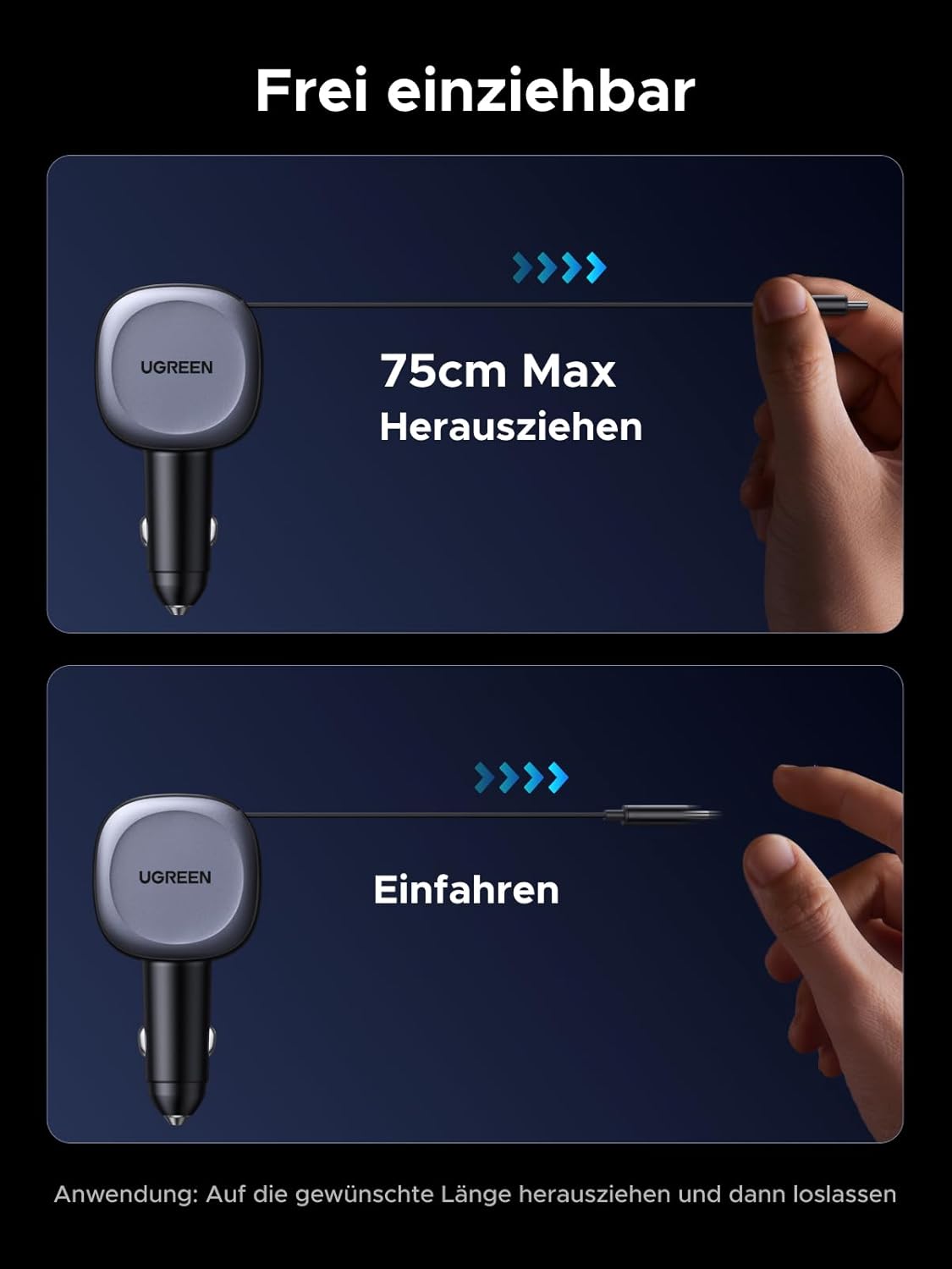 Thumbnail 3 de UGREEN Zigarettenanzünder USB C 75W Einziehbar