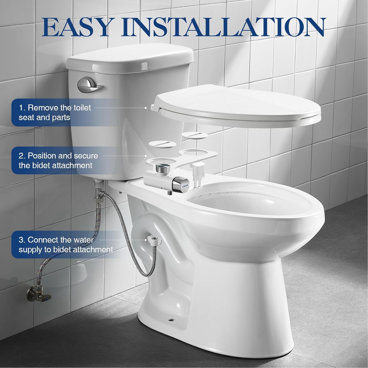 Detalle 1 de ANNWA TT17N Non-Electric Bidet Attachment with Dual Nozzles and 3 Modes