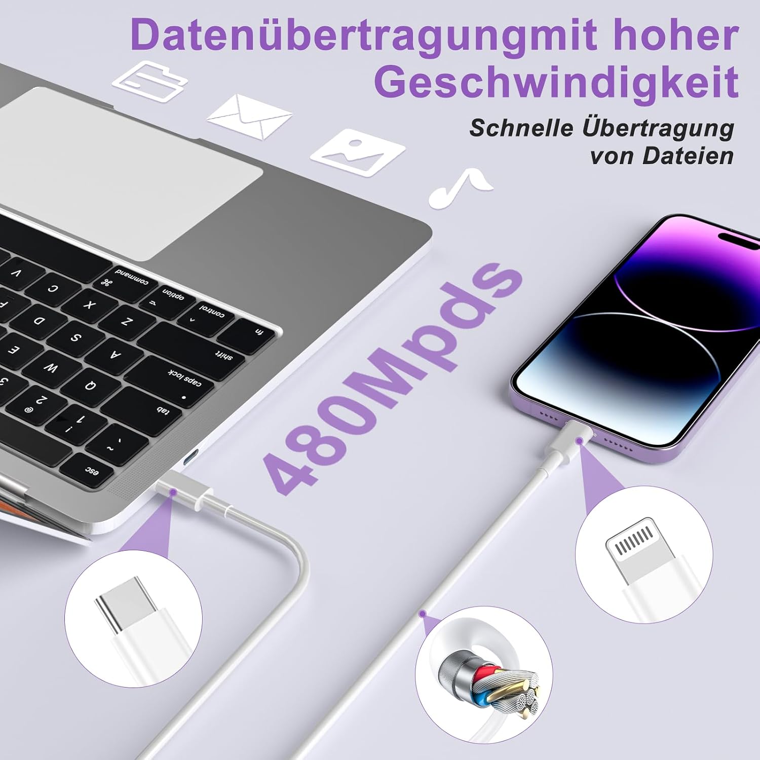 Thumbnail 2 de 2Pack USB C Ladegerät mit 2M Kabel für iPhone