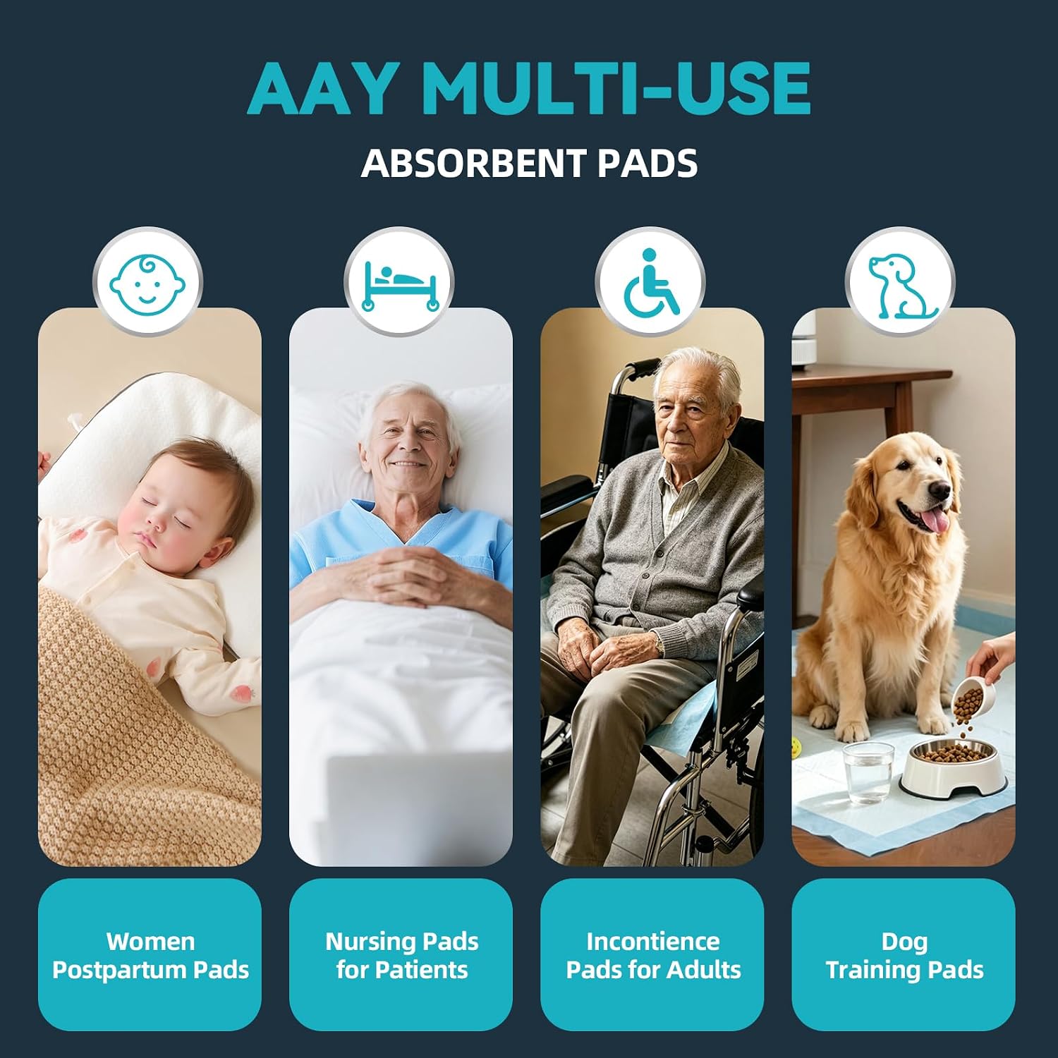 Thumbnail 6 de AAY 50 Count Extra Large Disposable Underpads (40" x 36"), Ultra-Absorbent, Leak-Proof Bed Pads for Adults, Elderly, and Kids