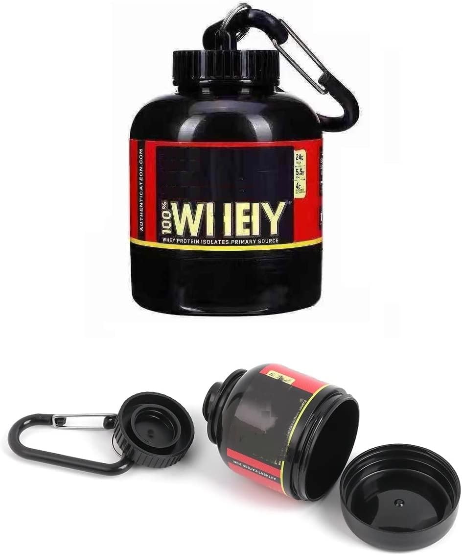 Detalle 2 de Omana Protein Powder Storage Container to go (BPA-free) with Funnel & Keychain, travel gym supplement case