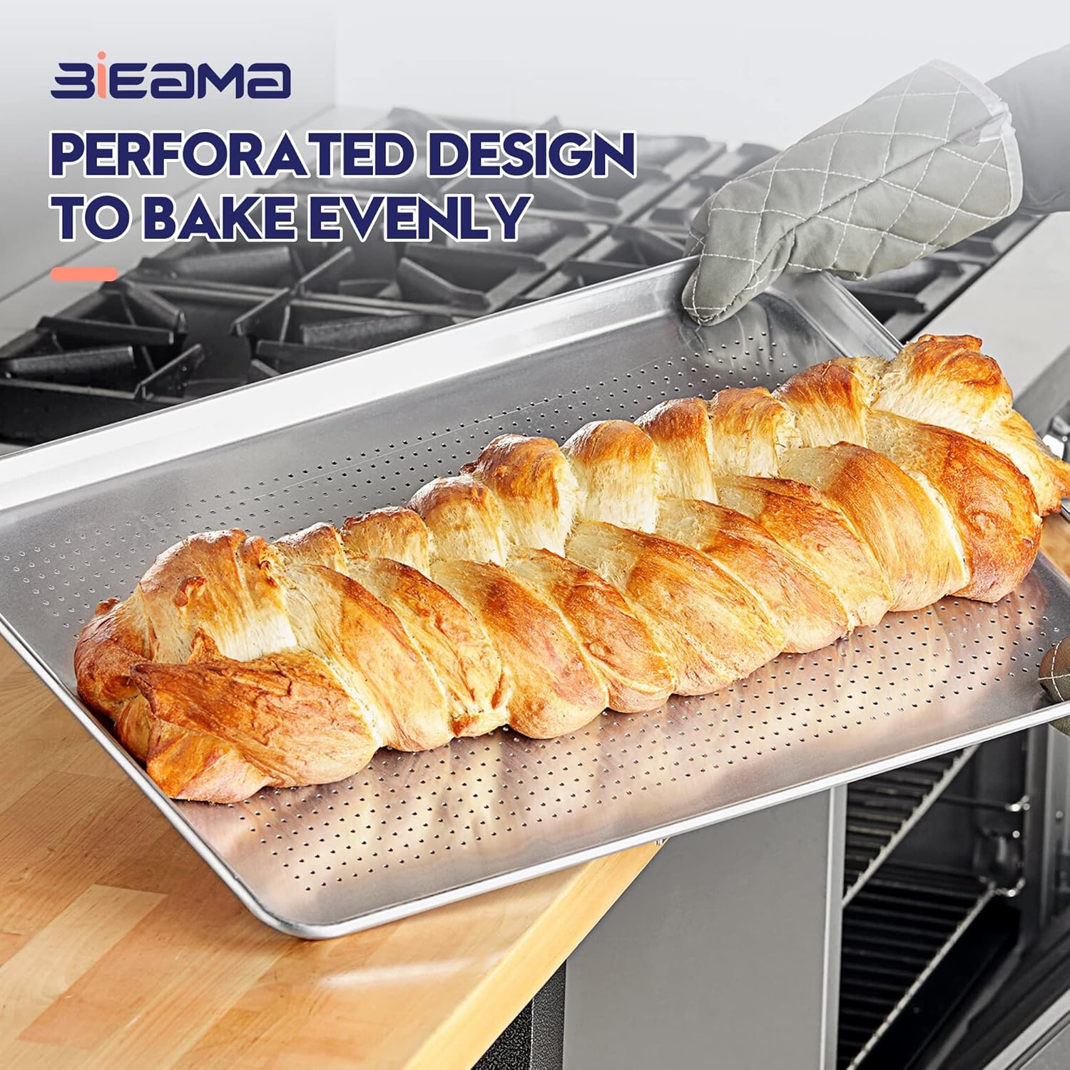 Thumbnail 5 de BIEAMA 12 Pack Full Size 26" x 18" Aluminum Perforated Baking Sheets – Commercial NSF Certified