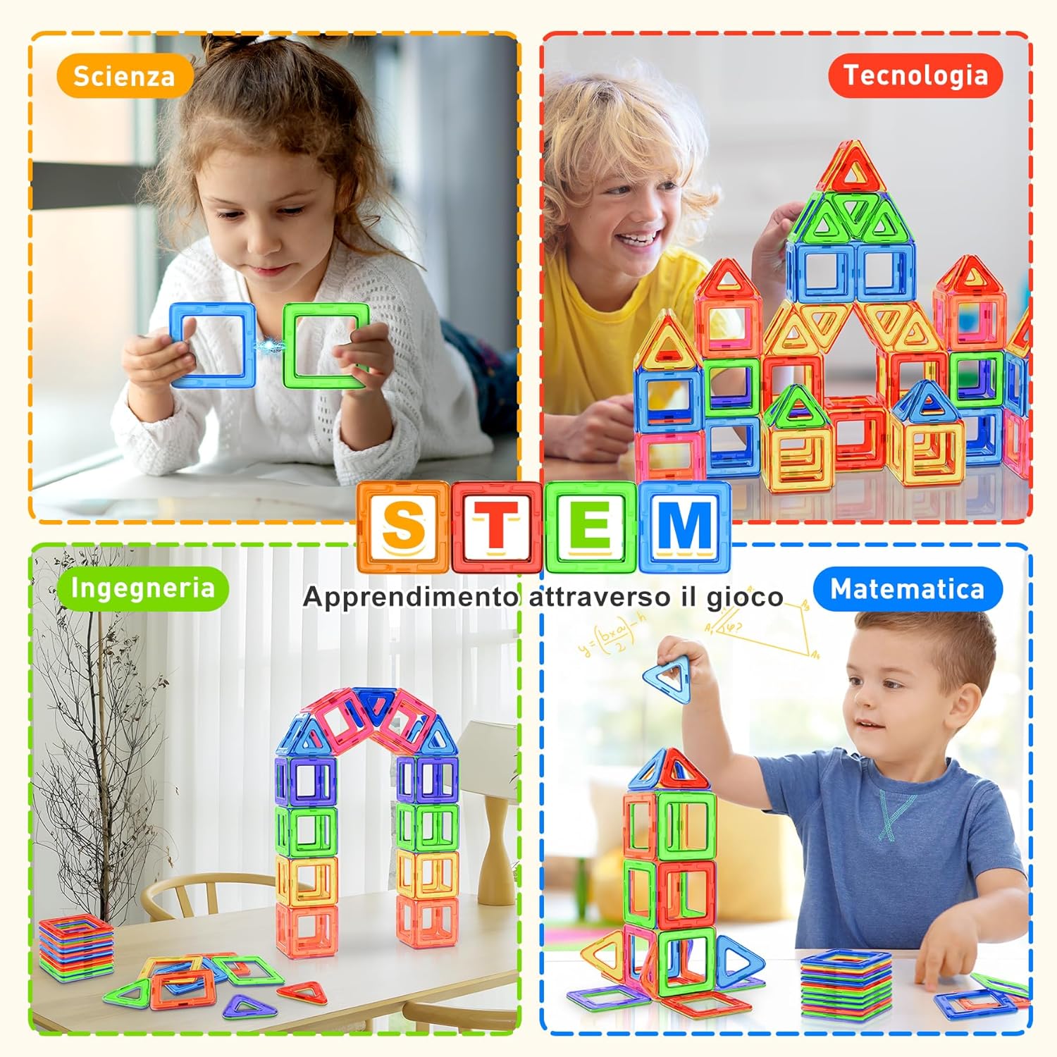 Thumbnail 1 de Lovchil Costruzioni Magnetiche Montessori, set di blocchi magnetici per bambini 3-8 anni (40 pezzi)