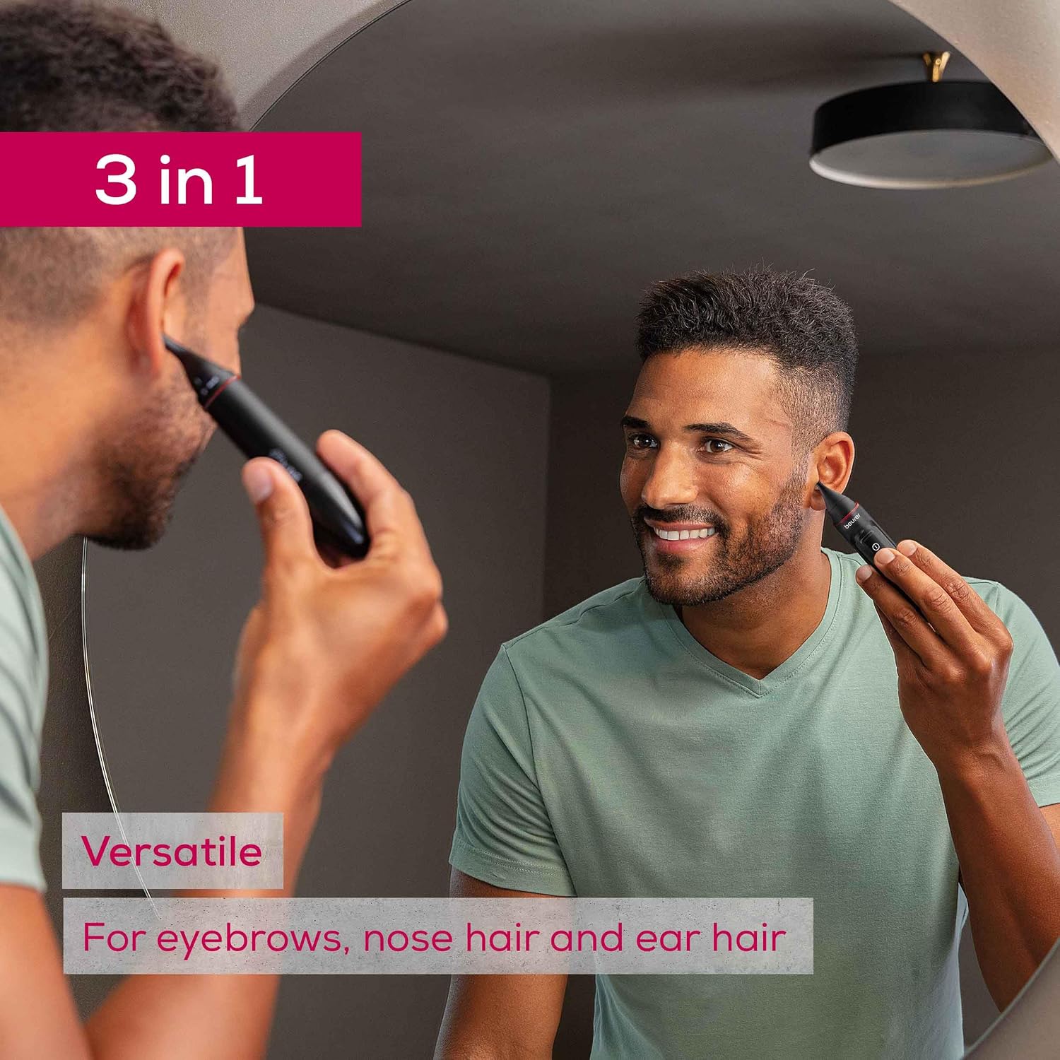 Detalle de Beurer MN3X Precision Trimmer for Nose, Ear and Eyebrow Hair, 3 Attachments