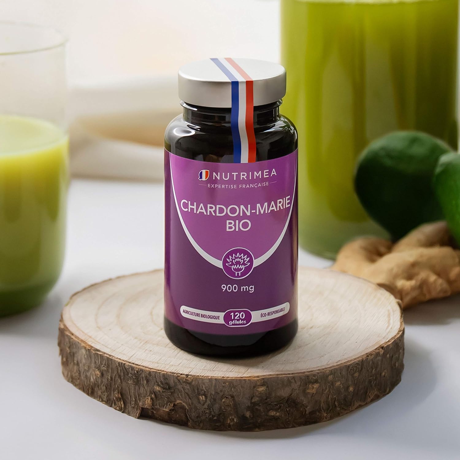Detalle de Chardon Marie BIO Nutrimea – Charbon actif végétal 95% (120 gélules vegan) pour confort digestif