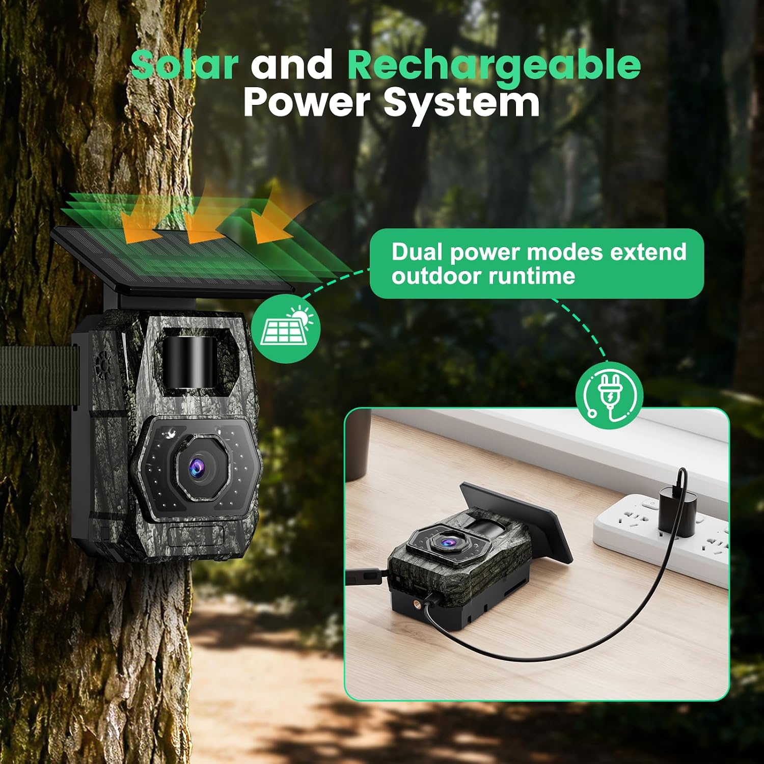Detalle de MAXDONE PH970S Solar Trail Camera, 4K Video, 64MP, Wi-Fi, IP66