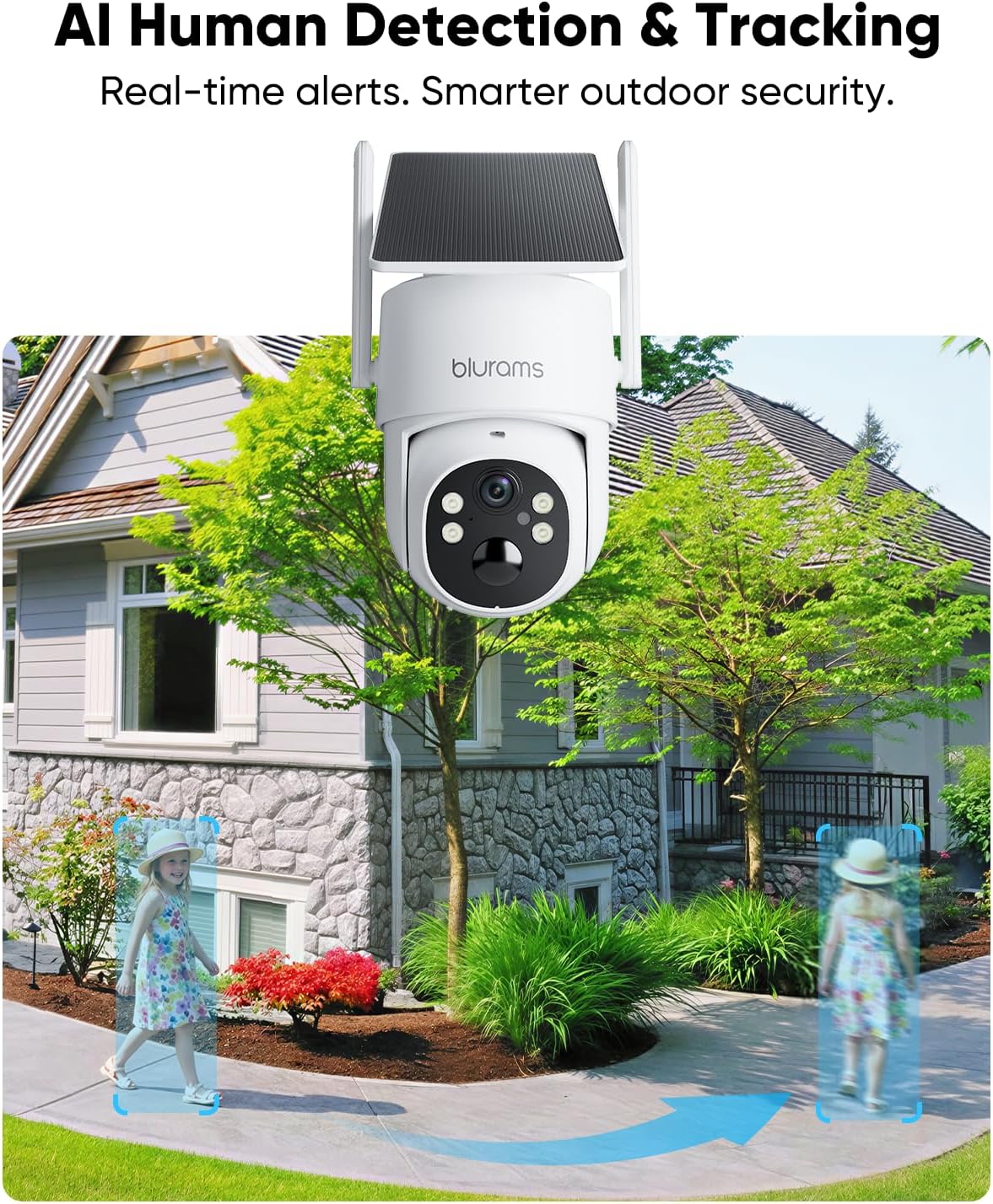 Detalle de blurams outdoor security camera with solar panel