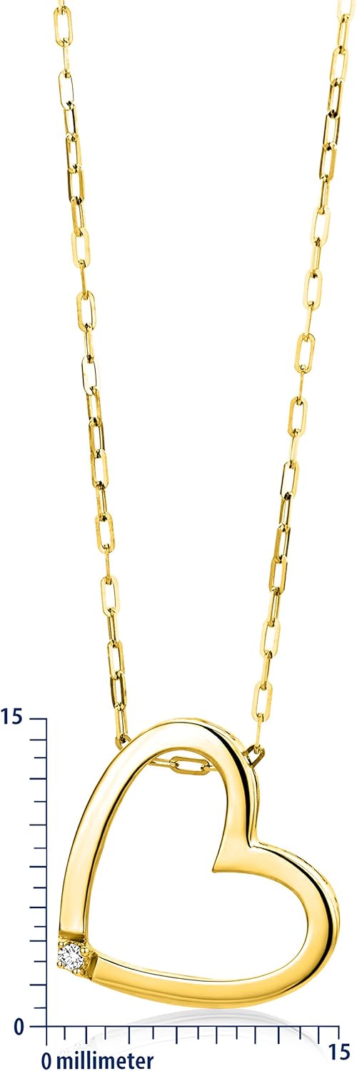 Thumbnail 1 de MIORE collier cœur avec diamant en or 18K (750) sur chaîne ankora 45 cm – option or blanc ou jaune, boîte cadeau