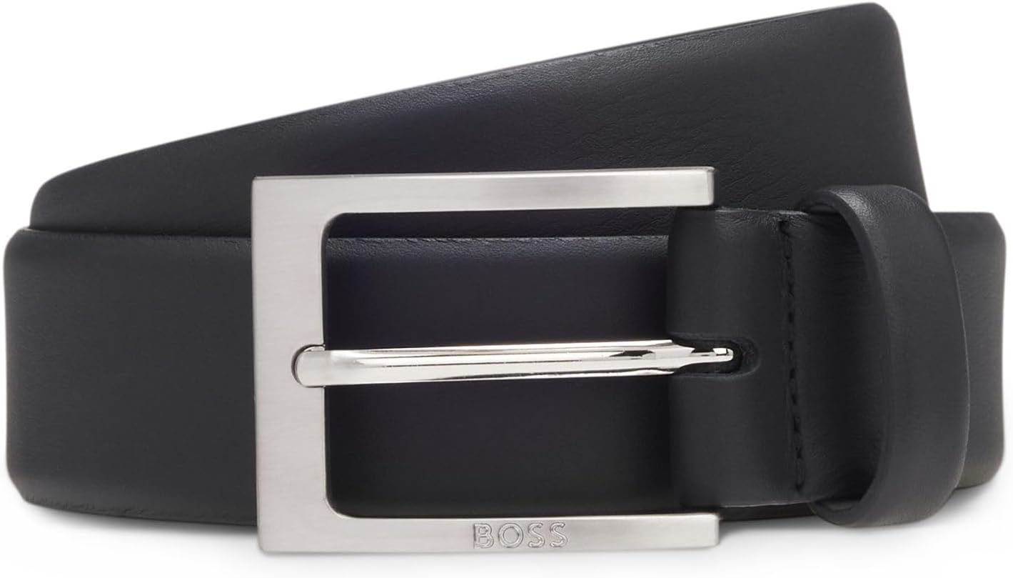 Detalle de Ceinture en cuir BOSS Barnabie pour homme, boucle à ardillon