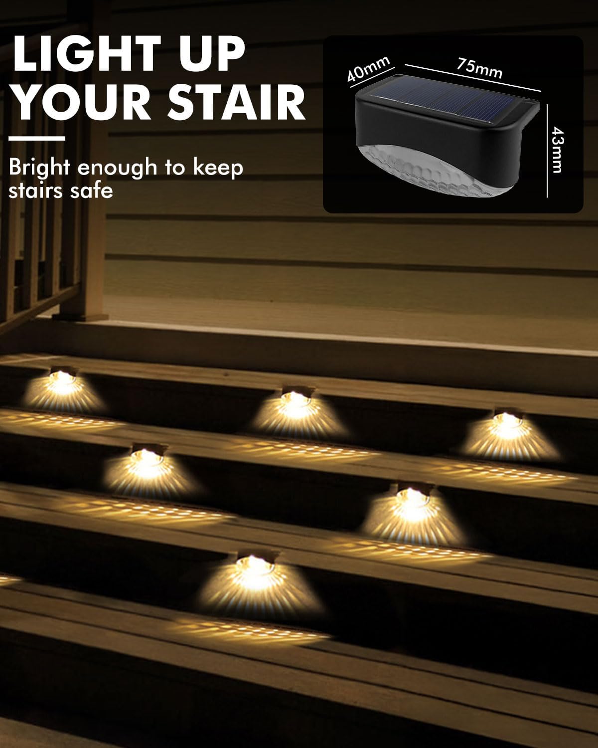 Thumbnail 2 de KALAHOL 12-Pack Solar Fence Lights (Warm White) – IP65 waterproof outdoor step lights