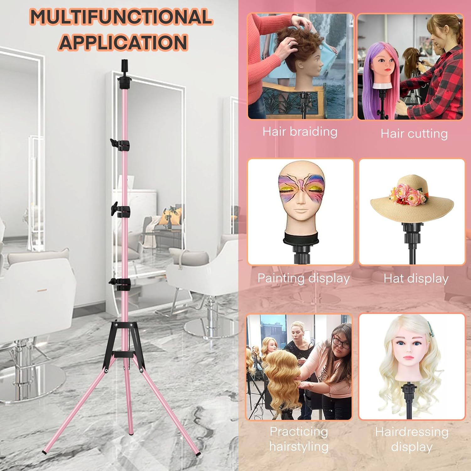 Thumbnail 6 de Fernlandia Mannequin Head Stand 20–63in Pink