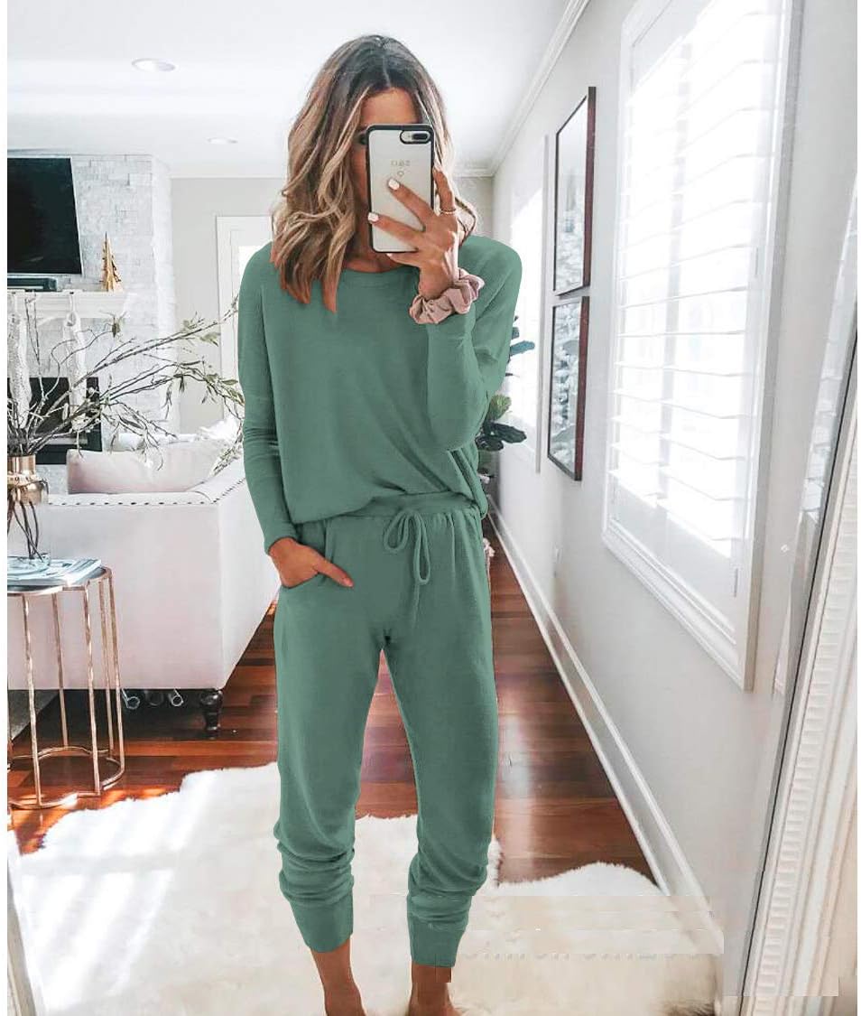 Thumbnail 1 de PRETTYGARDEN Women’s Fall 2-Piece Lounge Outfit Set (Long Sleeve Top + High-Waist Joggers)