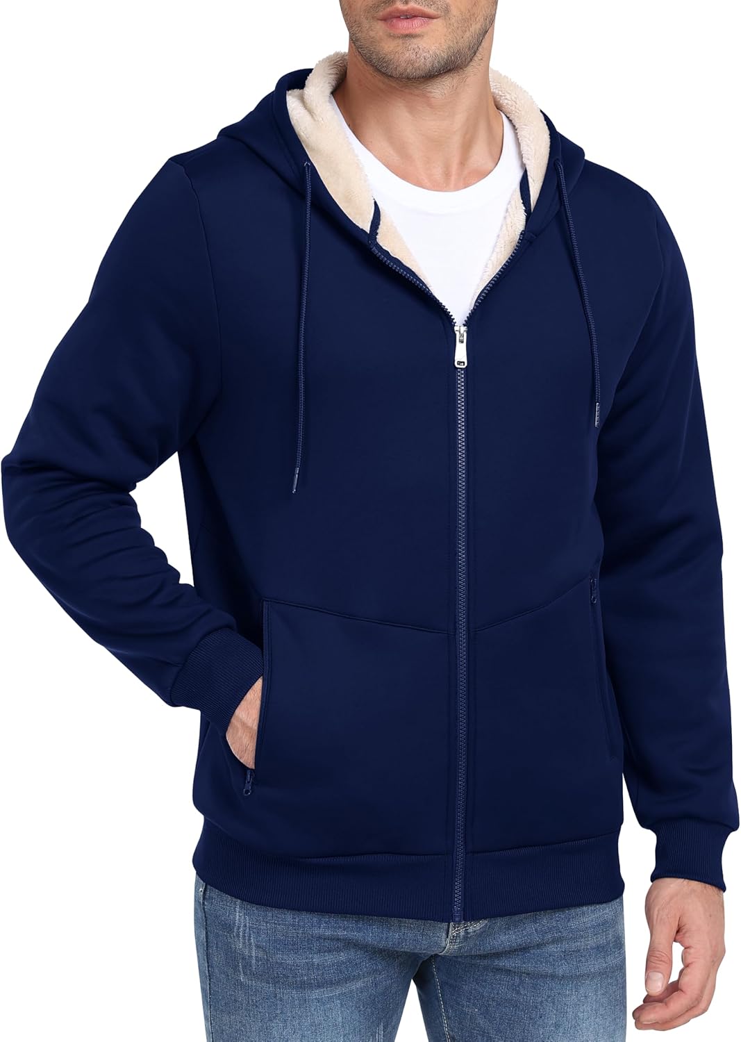 Detalle 2 de MoFiz Men's Sherpa-Lined Full-Zip Hoodie