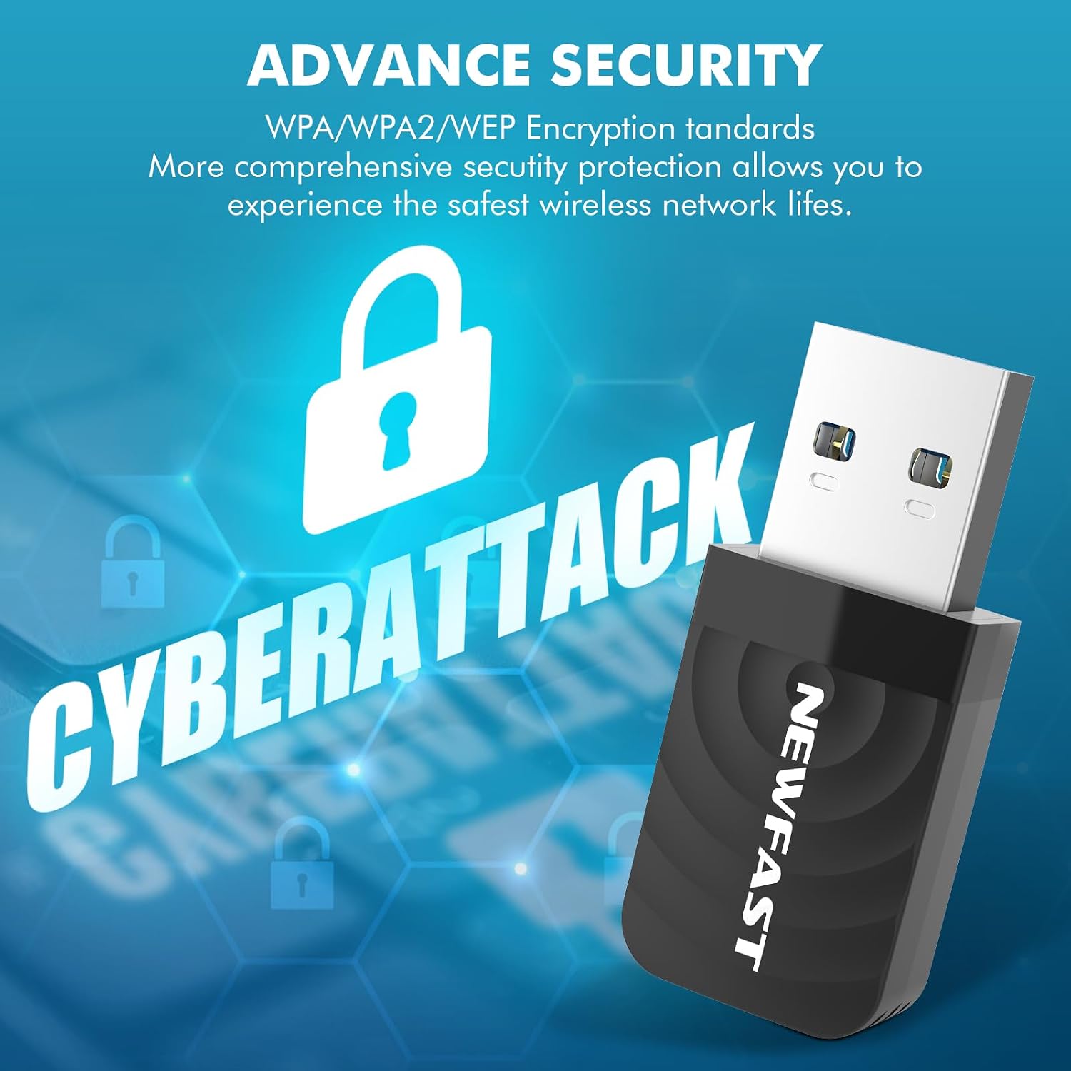 Detalle de NEWFAST WLAN Adapter 1300Mbps USB 3.0 Dual-Band – MU-MIMO, Windows & Mac