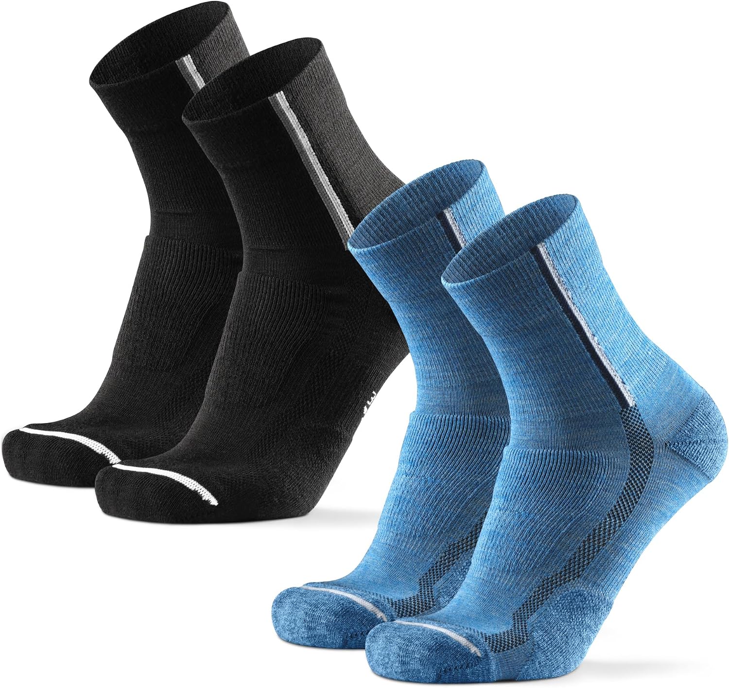 DANISH ENDURANCE Chaussettes de Trail en Laine Mérinos – Rembourrées, anti-ampoules, lot de 2