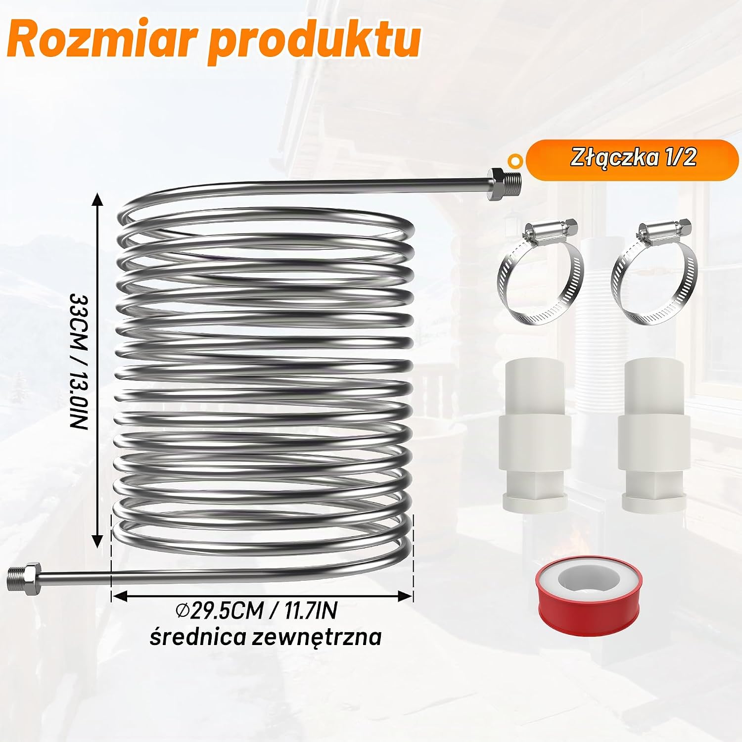 Detalle de UISEBRT RHX-(QN10438) spirala grzewcza do basenu, stal nierdzewna 304