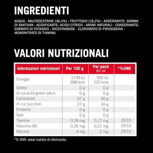 Thumbnail 6 de Enervit Carbo Gel C2:1PRO Lime — Gel Energetico da 60 ml, 40 g di carboidrati (2:1 maltodestrine/fruttosio), gusto Lime