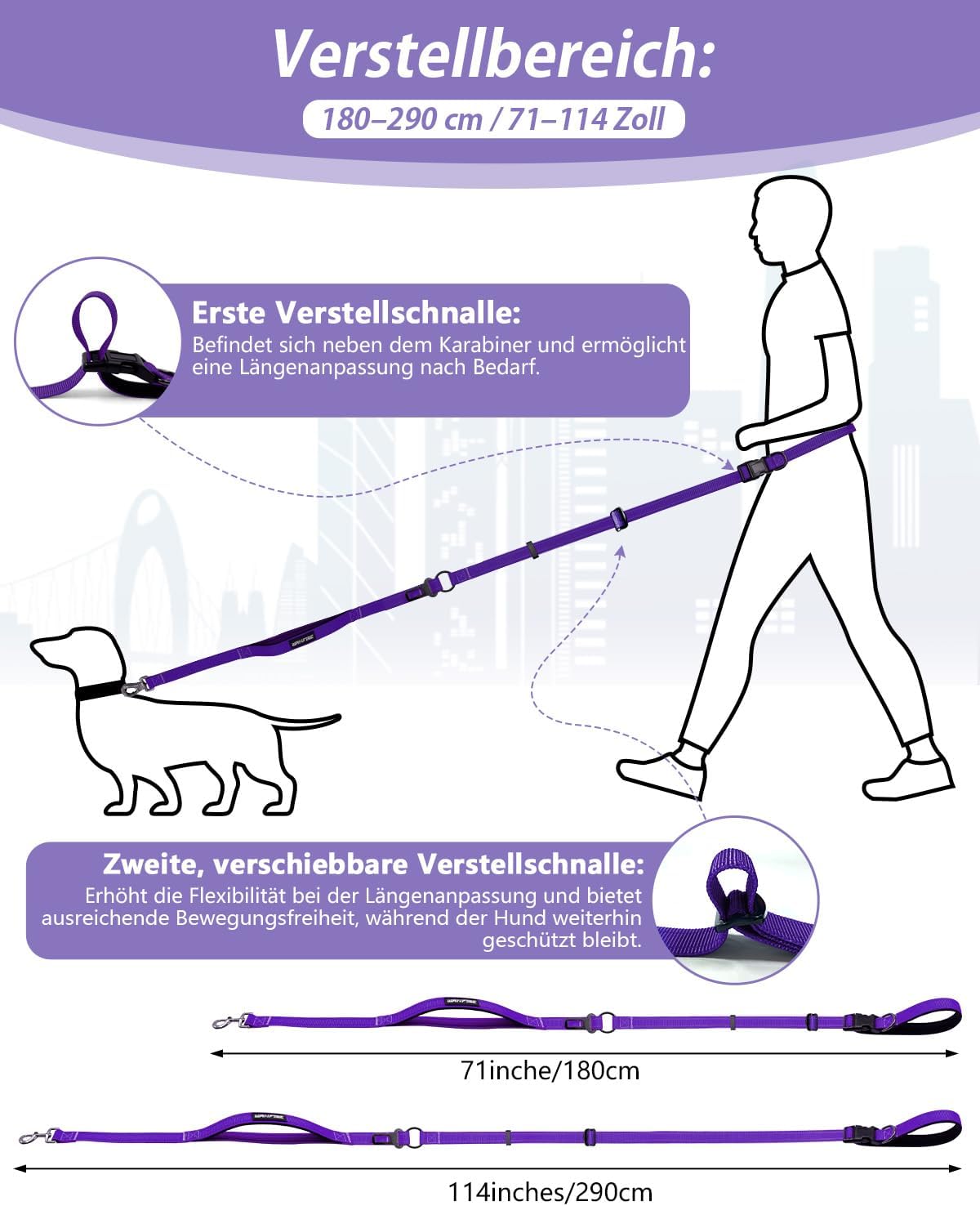 Detalle 2 de Hundeleine für Hüftführung 1,8–2,9 m