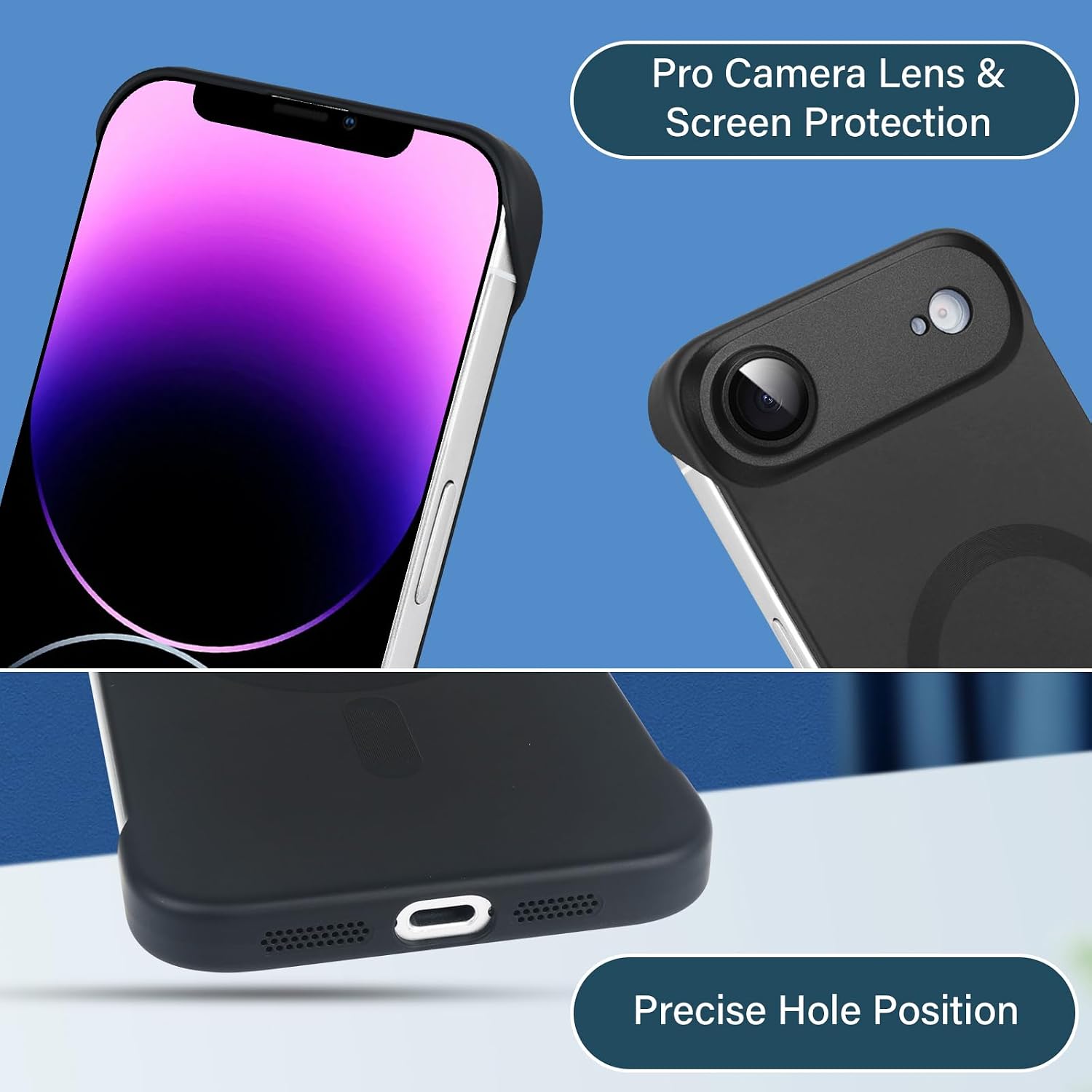 Detalle de Omio 磁気スリムケース iPhone Air用 マットPC素材・レンズ保護付き