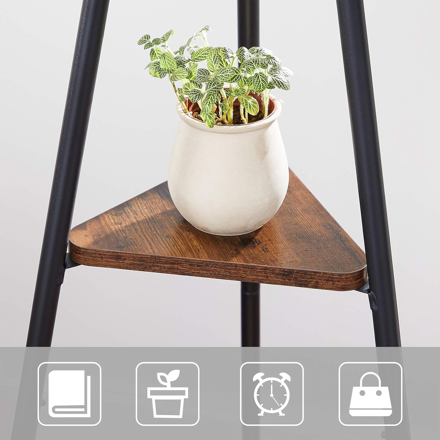 Thumbnail 4 de VASAGLE Appendiabiti da terra RCR16BXV1 in stile industriale, con 6 ganci e 2 ripiani