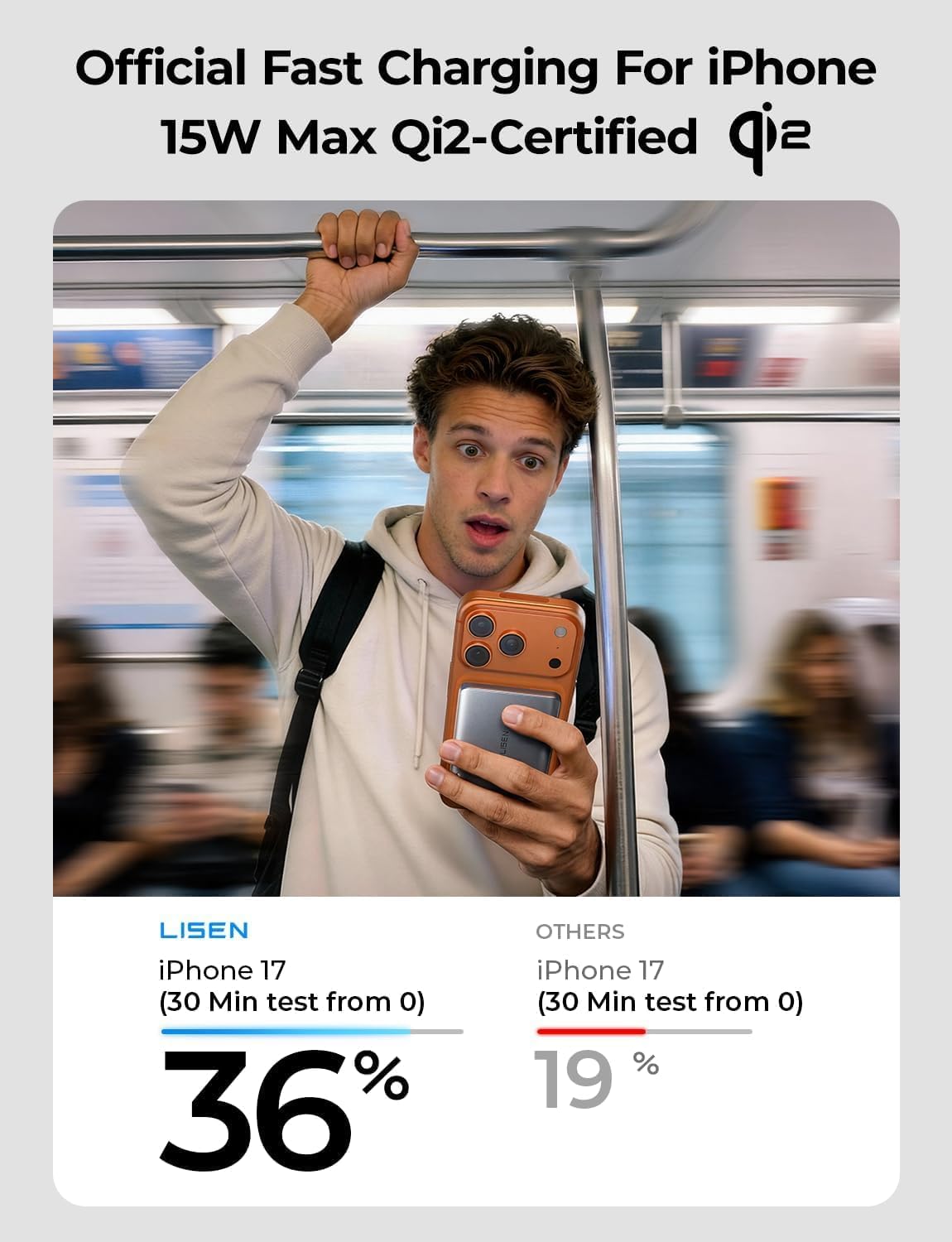 Thumbnail 1 de LISEN QI2 MagSafe Power Bank Slim (5000mAh) – 15W magnetic charger for iPhone