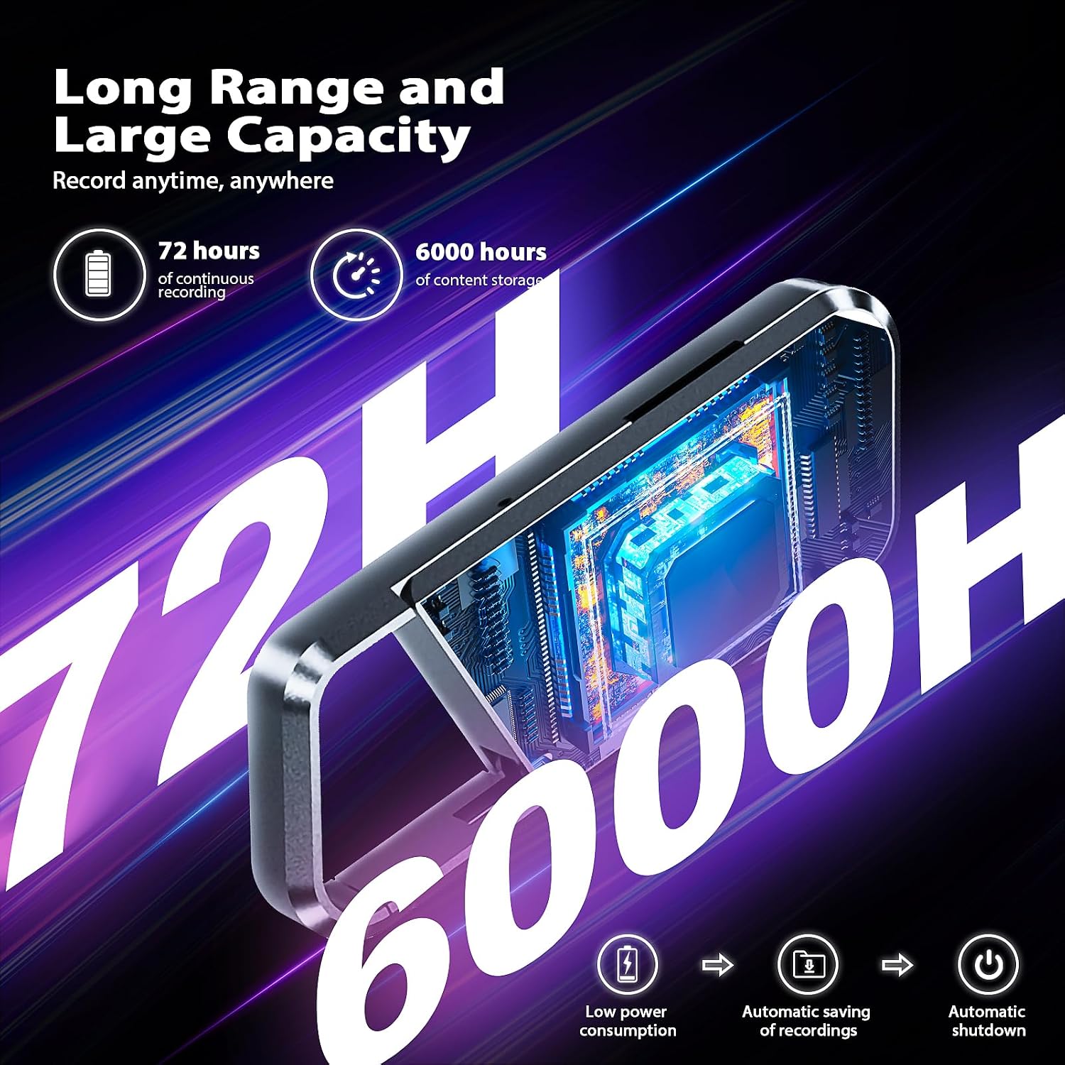 Thumbnail 4 de NekSide 64 GB Portable Voice Recorder 6000h