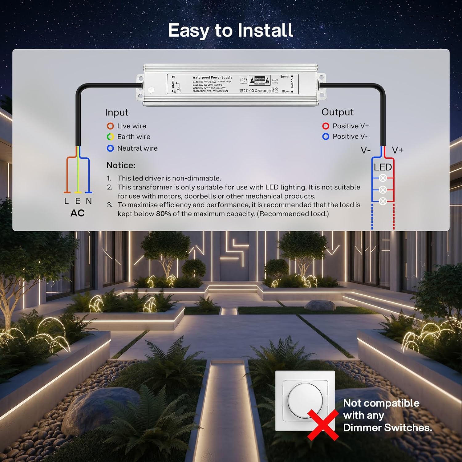 Thumbnail 5 de REYLAX 12V LED Driver Lighting Outdoor Transformer 30W IP67 — Reliable Low Voltage Power Supply for Garden and Shed Lights