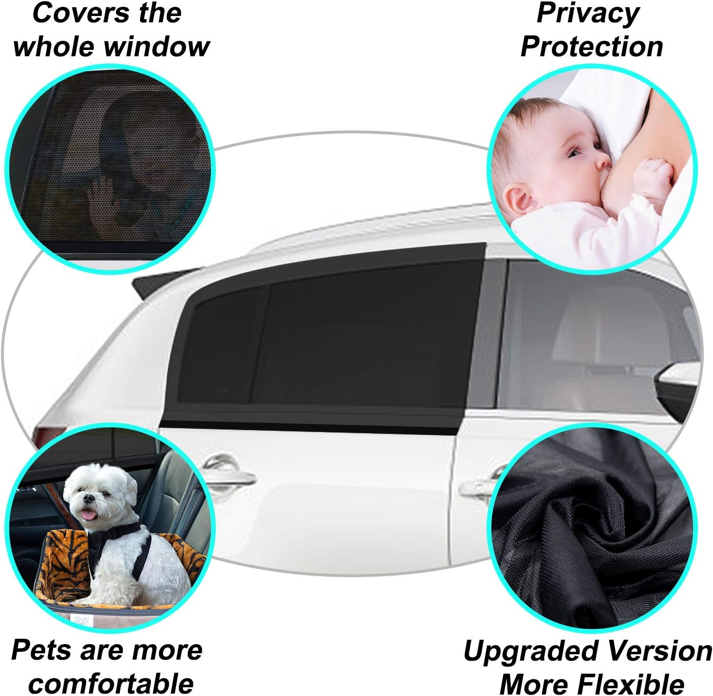 Thumbnail 1 de WIN.MAX Sonnenschutz Auto Baby & Kinder, UV-Schutz für Seitenfenster – universelles Netz-Set, 2 Stück (L)