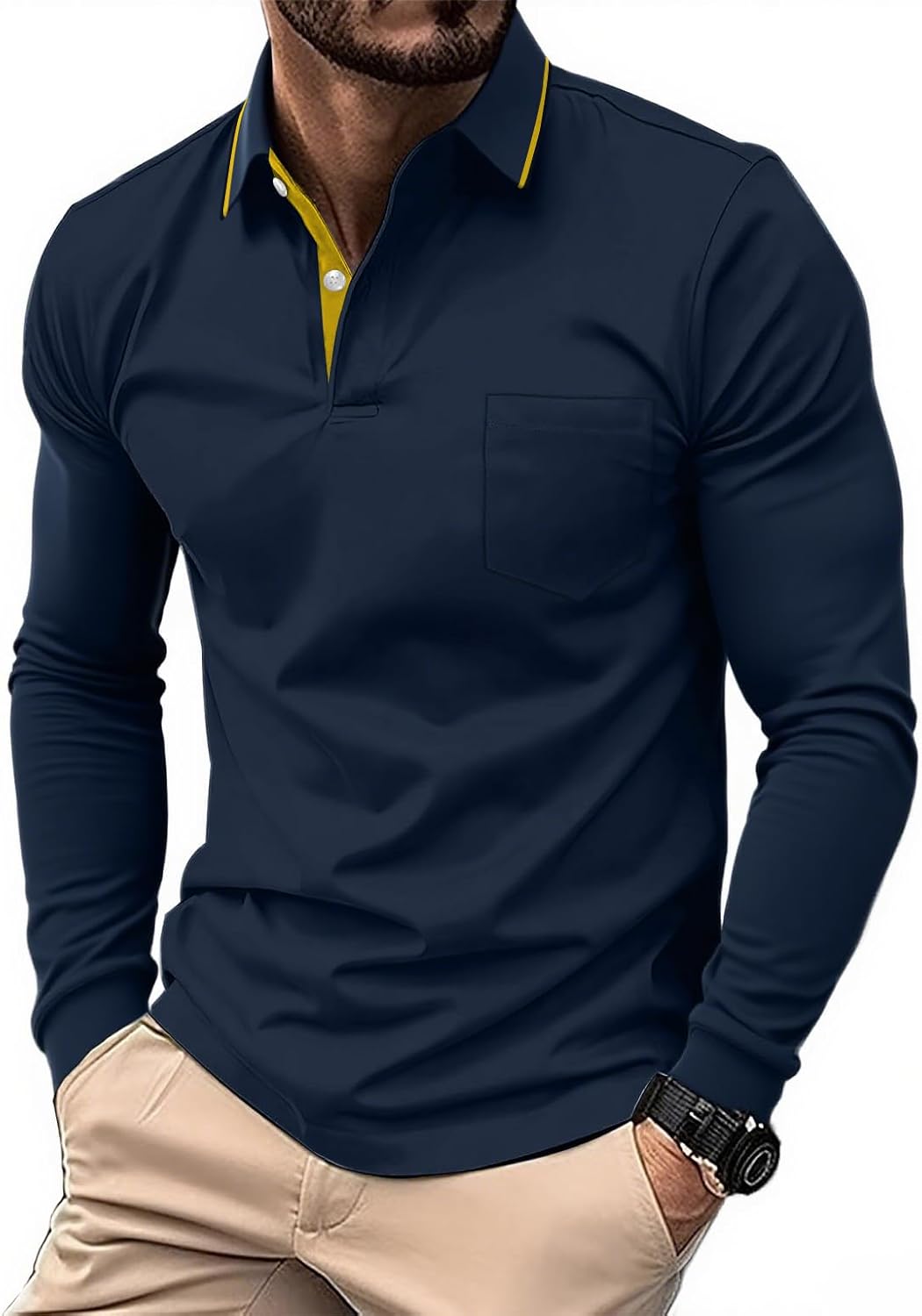 SwissWell Polo Uomo Manica Lunga Traspirante