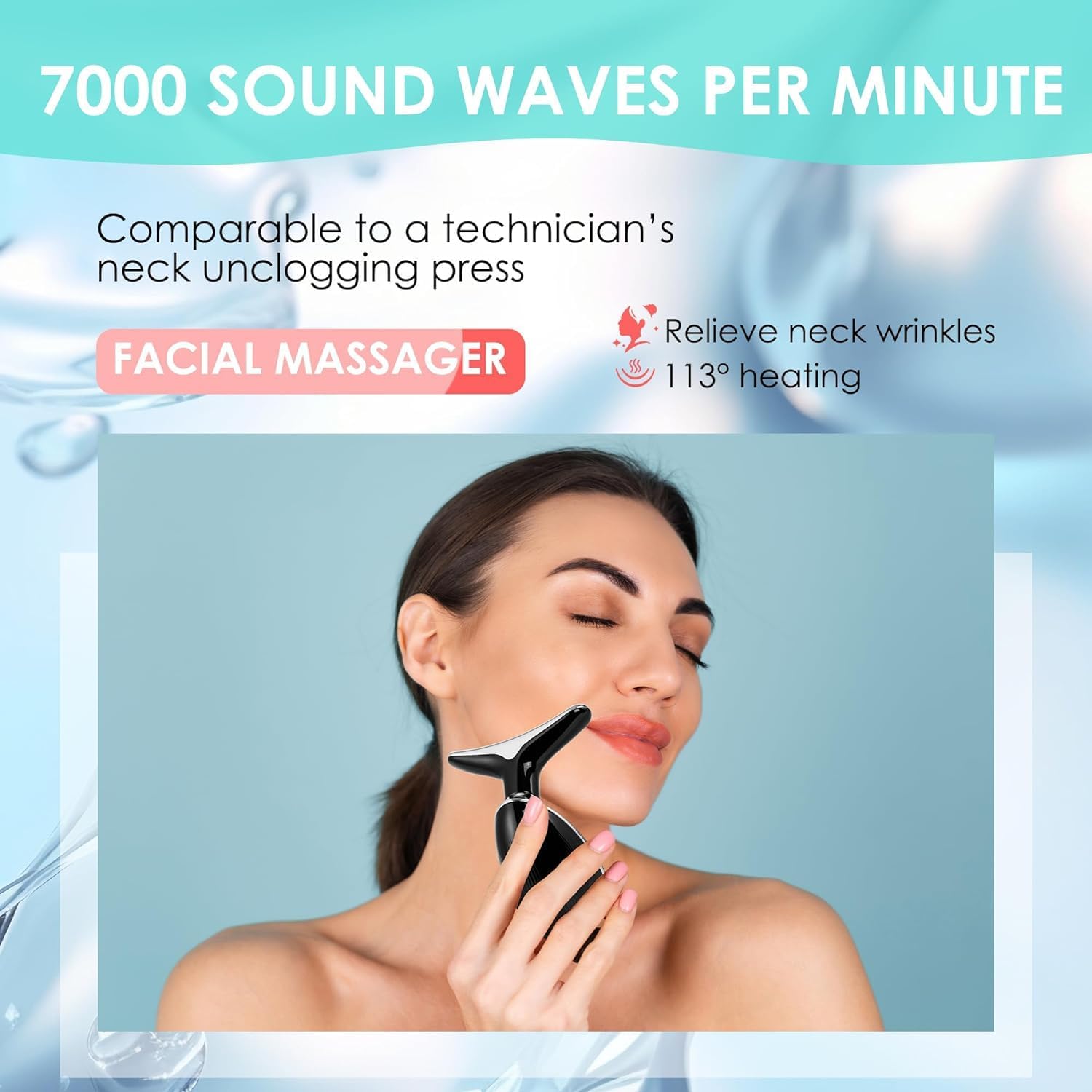 Detalle de Eshomey Gesichtsmassagegerät gegen Falten mit 3 Modi und 45℃ V-Shape EMS, Schwarz