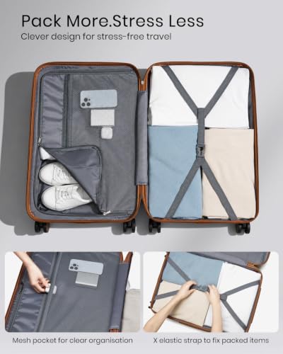 Detalle de Kono Large Hard Shell Suitcase: 28-Inch ABS+PC Check-In Luggage in Black