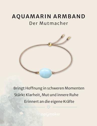 Detalle 2 de happymaker Mutmacher Geschenk Aquamarin-Armband – handgemacht in Deutschland