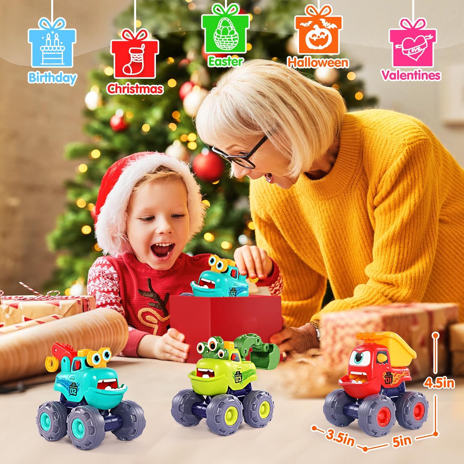 Thumbnail 6 de OCATO Monster Truck Toys (Pull-Back Construction Vehicles) for Boys Ages 1–3