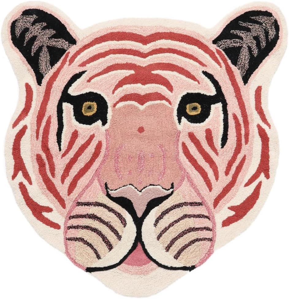 Detalle de RugVista Me Tiger Kids’ Rug, 100 x 100 cm, Pink, Medium Pile