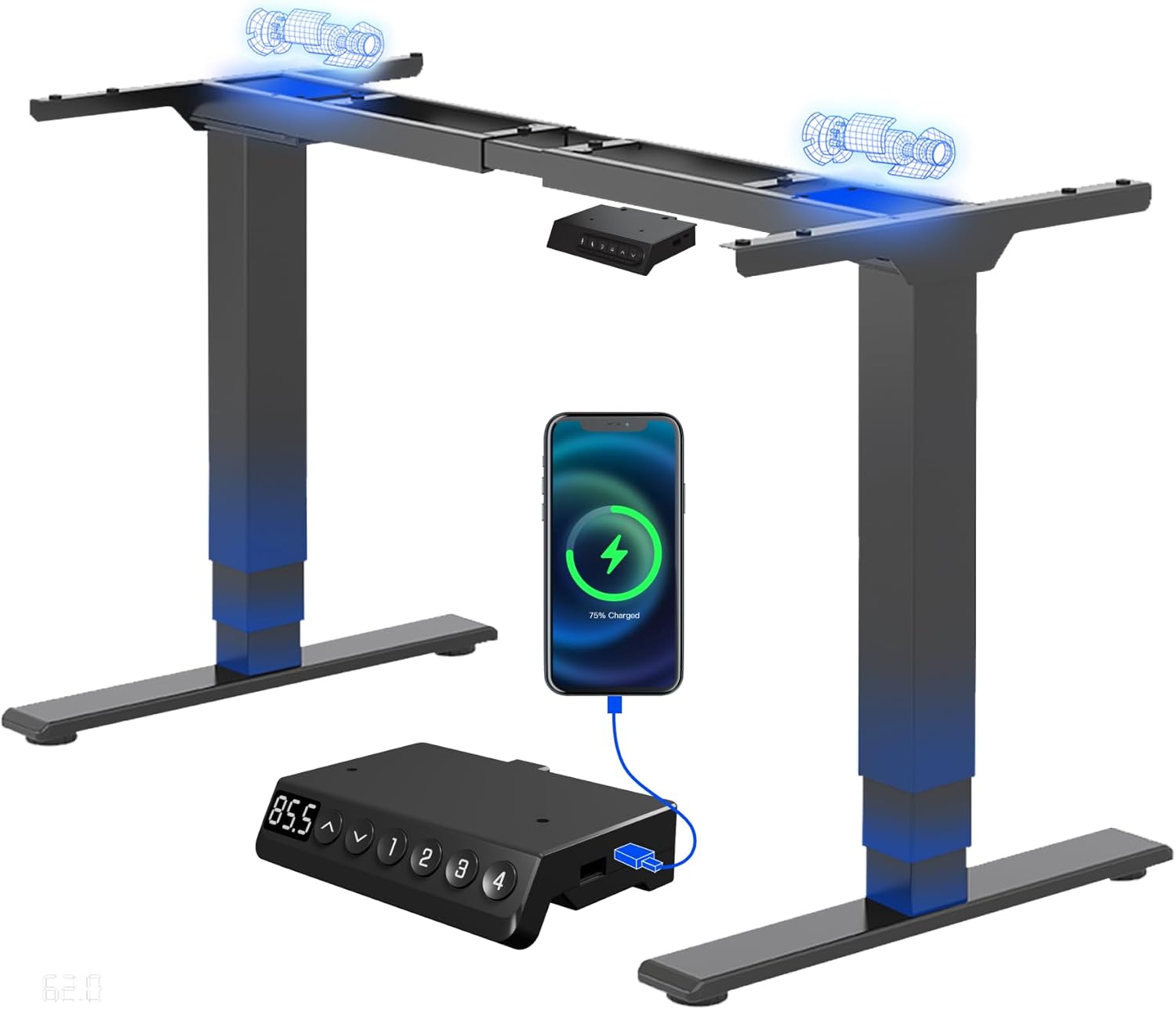 Detalle de FLEXISPOT EC4 Plus Escritorio Elevable Eléctrico con USB 🖥