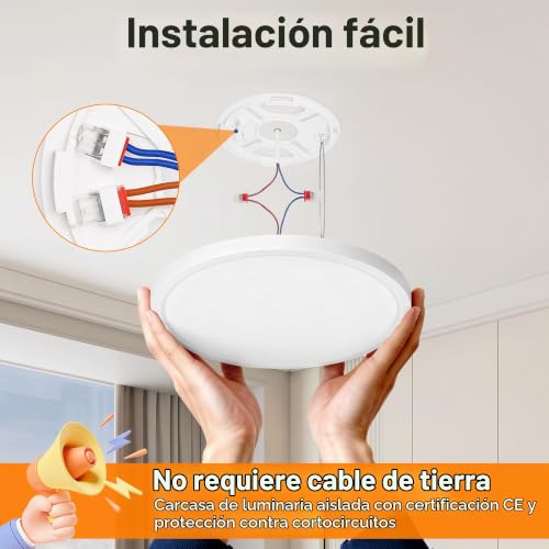 Detalle 2 de Tyreses Plafón LED techo 3 temperaturas de color, Ø18 cm