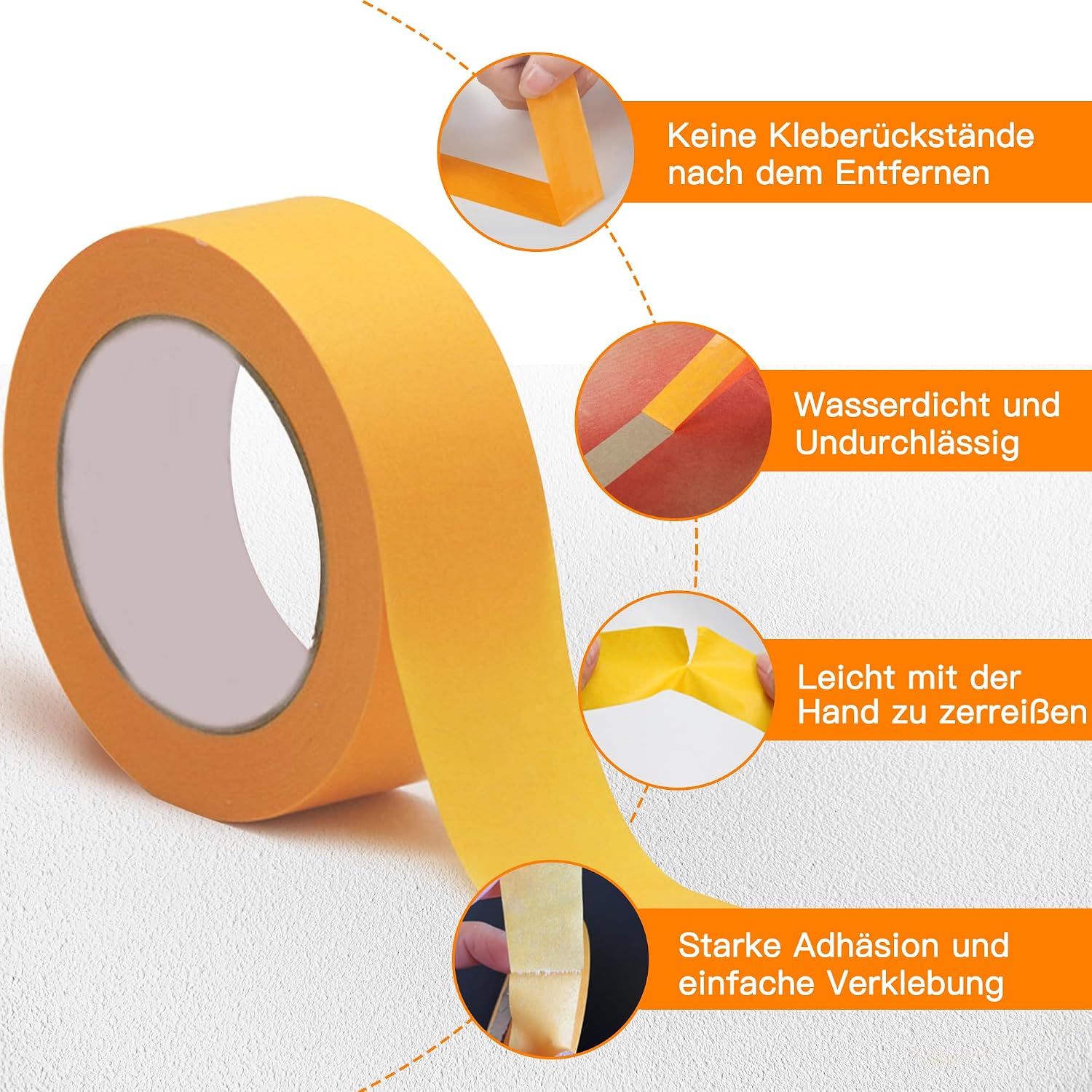 Thumbnail 4 de Taiyeestar Malerkrepp Goldband 4 Rollen 30 mm x 50 m – Profi-Abdeckband für präzise Malerarbeiten