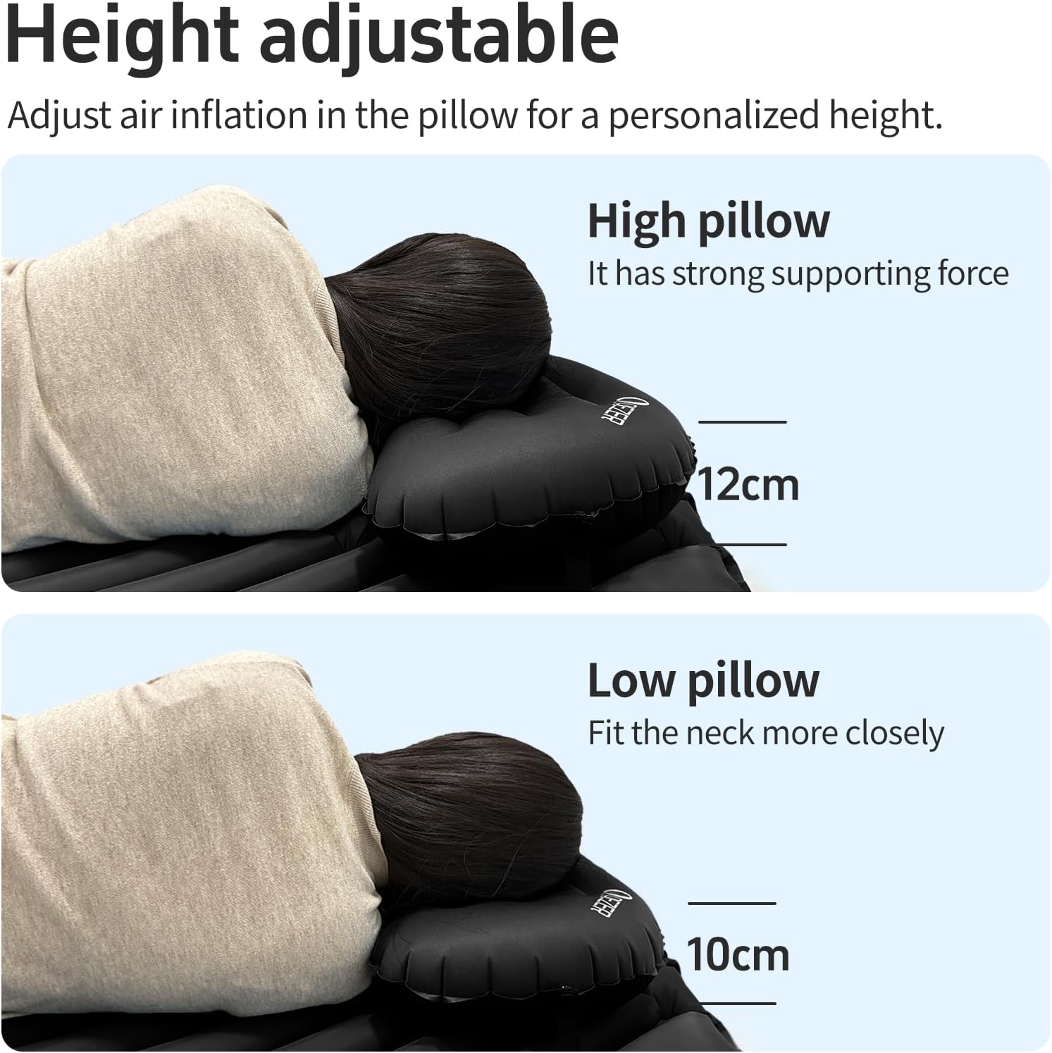 Detalle 2 de QEZER Ultralight Sleeping Mat with Seperate Pillow – 100g, Compact Pad for Backpacking