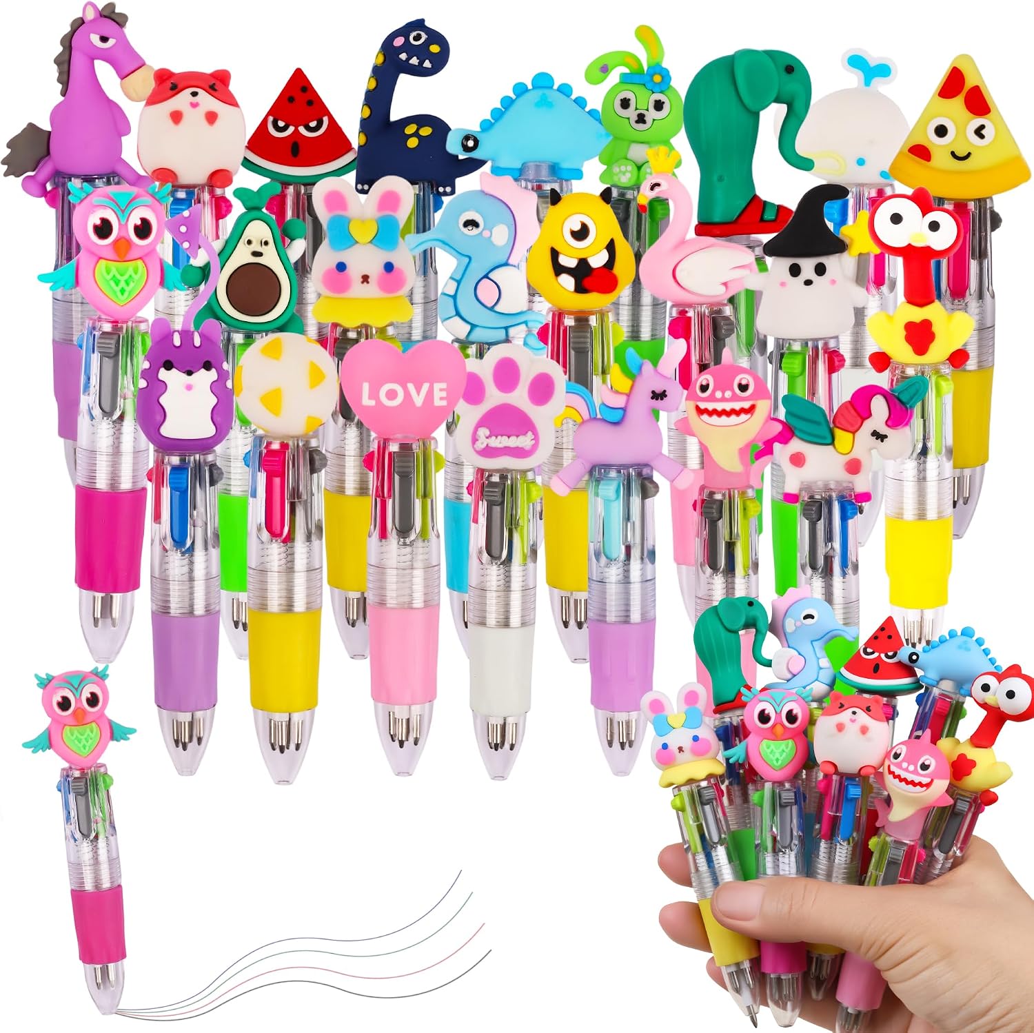 Detalle de Bolibo 24Pcs Party Bag Fillers: Multi-Coloured 4-in-1 Mini Pens for Kids